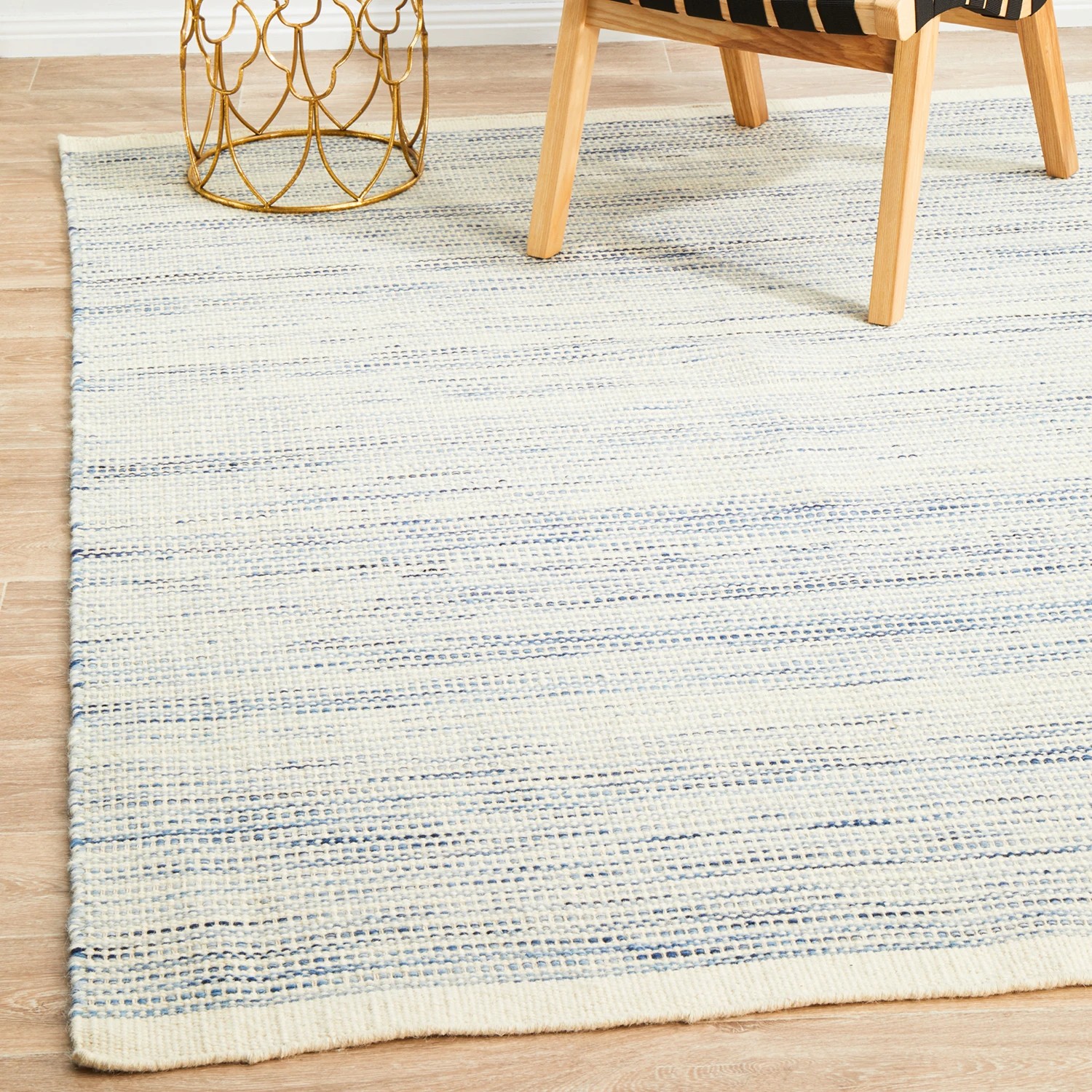 1 Common Ground Rugs Nordica 310 225x155cm - Medium Hand Loomed Wool Floor Rug - Blue, 1 of 9