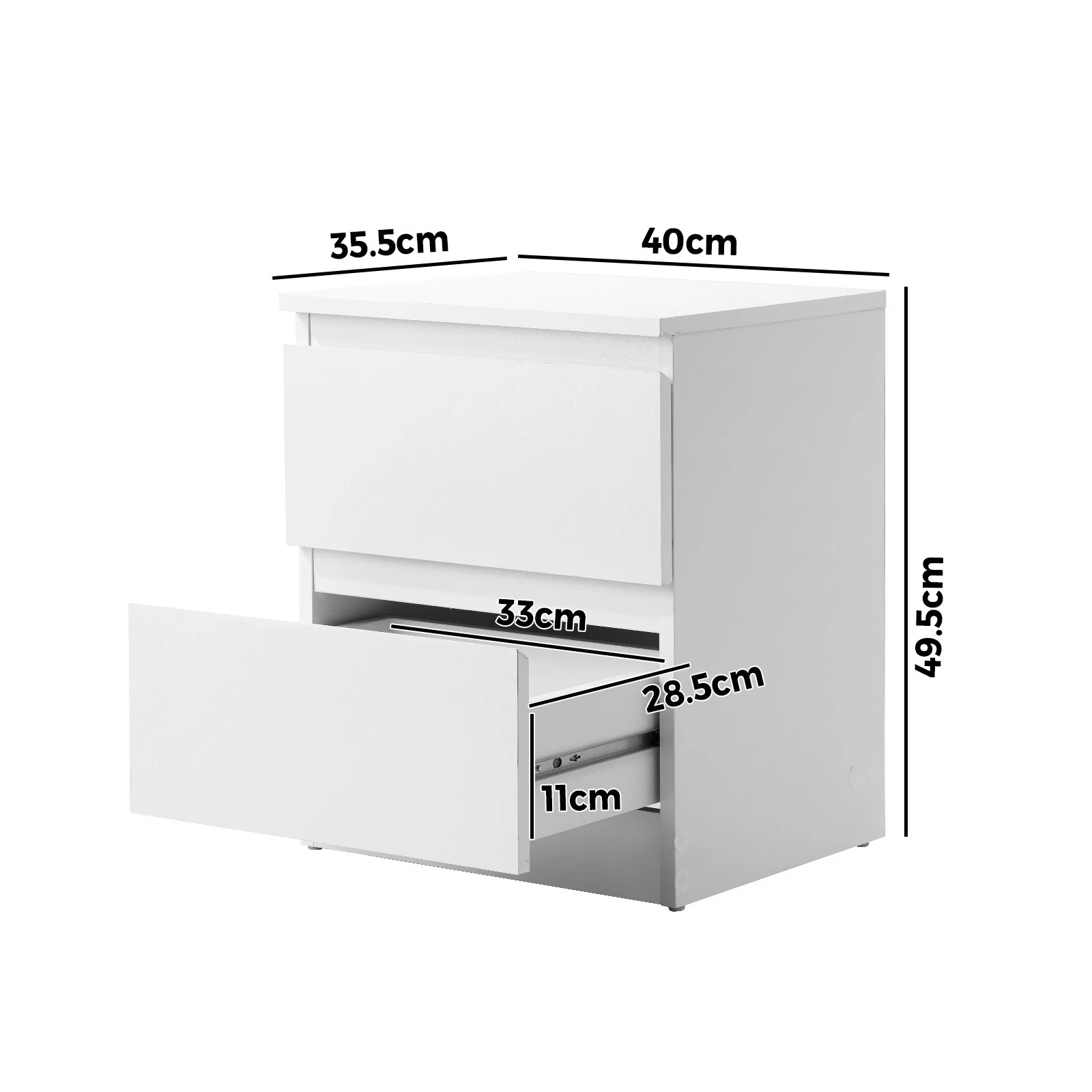 8 Oikiture Bedside Table Nightstand 2 Drawers Side End Table Storage Cabinet
 - White, 8 of 9
