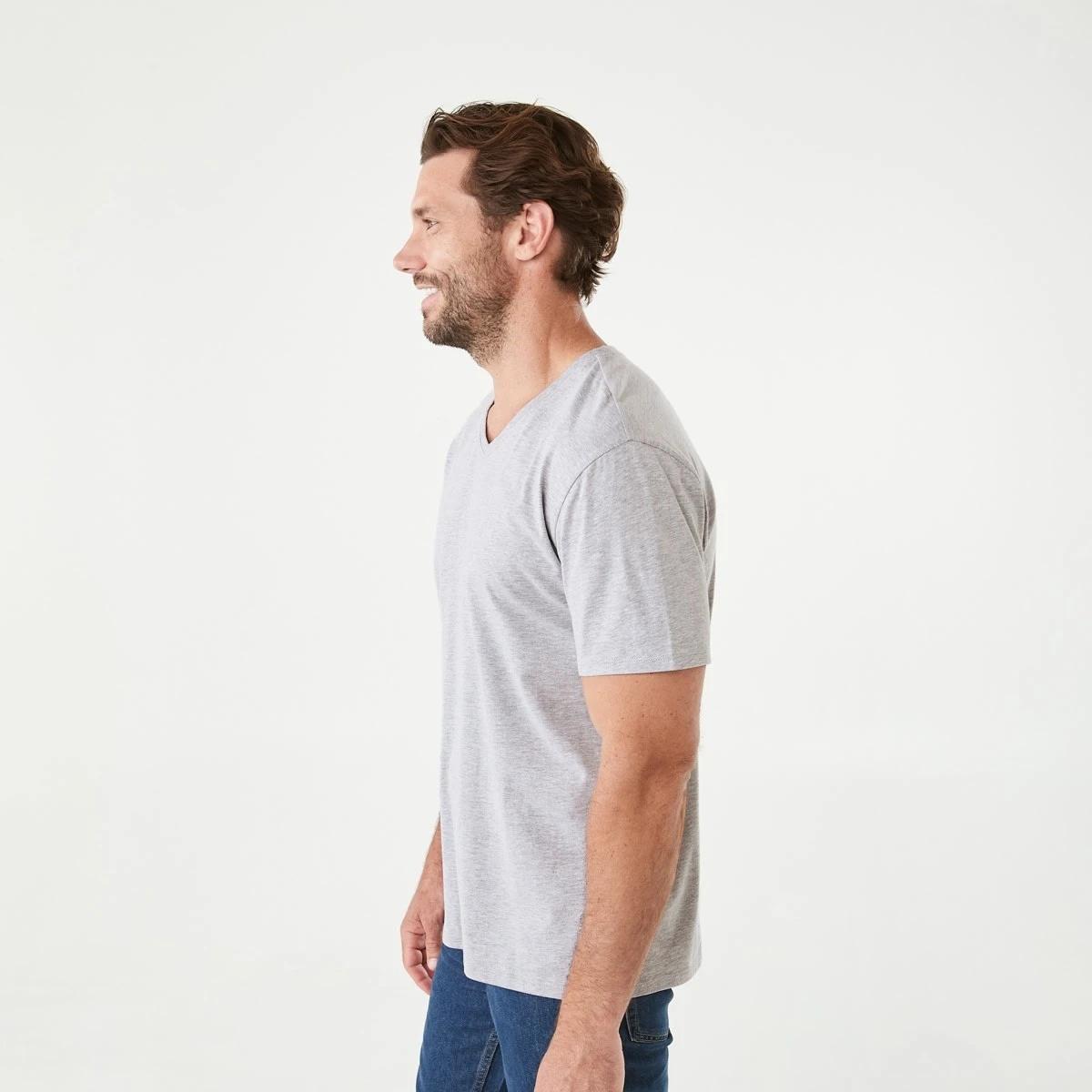2 Plain V-Neck T-shirt Gry Marle, 2 of 5