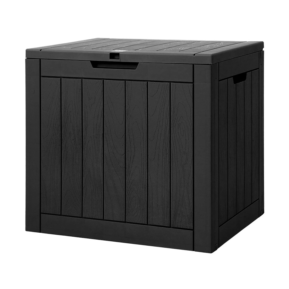 1 Gardeon Outdoor Storage Box 118L Container Lockable Garden Toy Tool Shed - Black, 1 of 6
