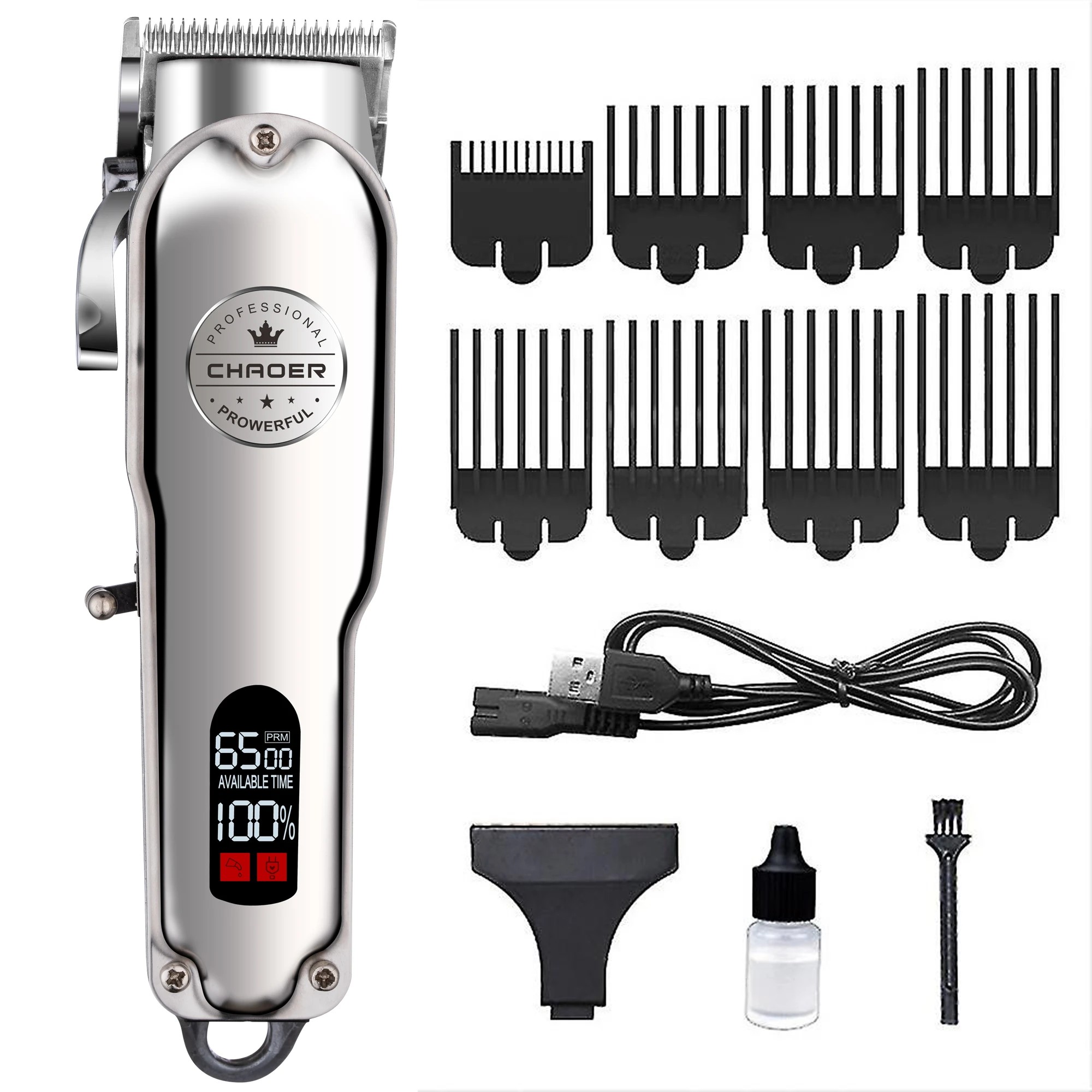 1 TODO Cordless Hair Clipper Beard Trimmer 3.7V 2000mAh Stainless Steel Blade USB Charge, 1 of 5