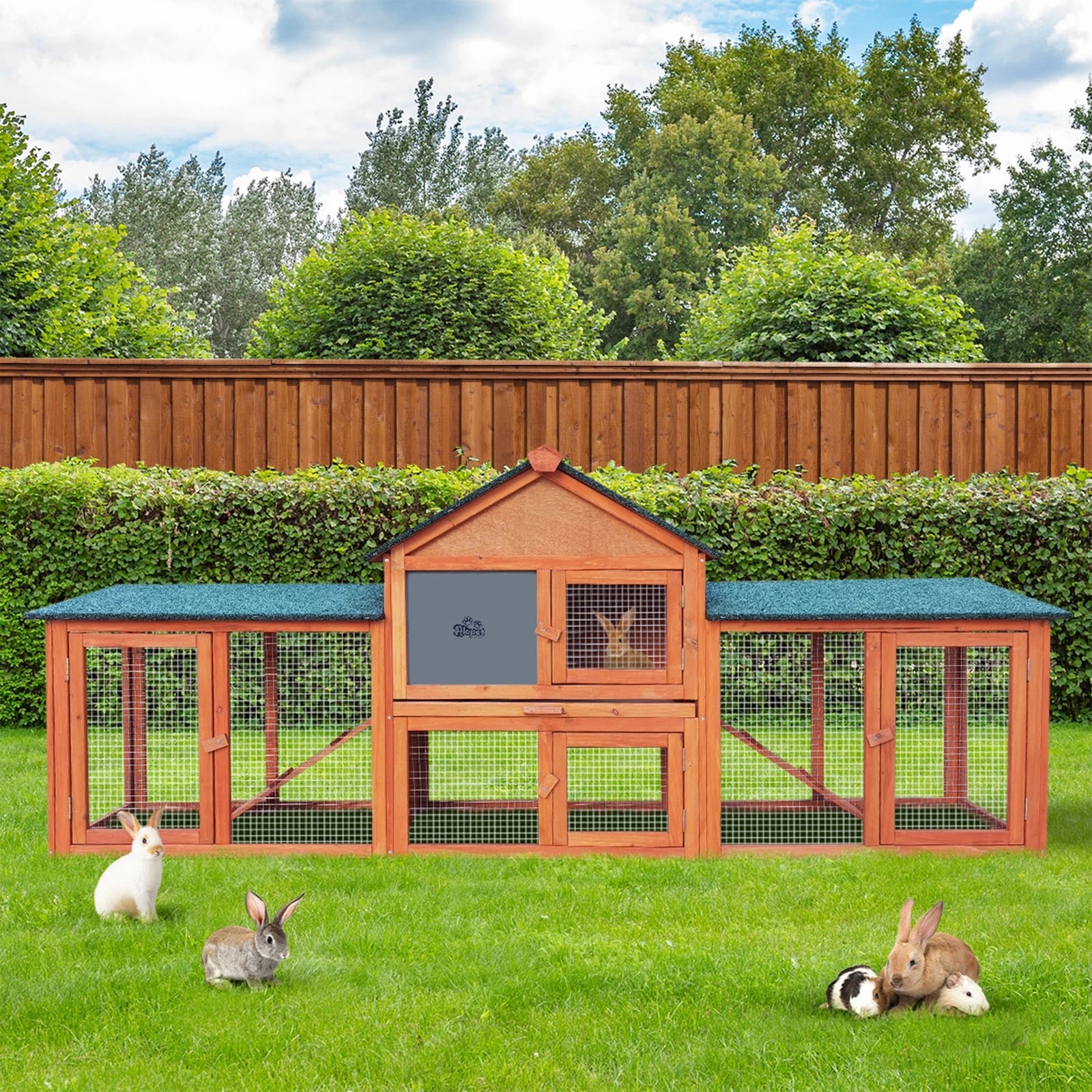 2 Alopet Rabbit Hutch Chicken Coop Bunny House Run Cage Wooden Outdoor Pet Hutch - Grey, 2 of 4