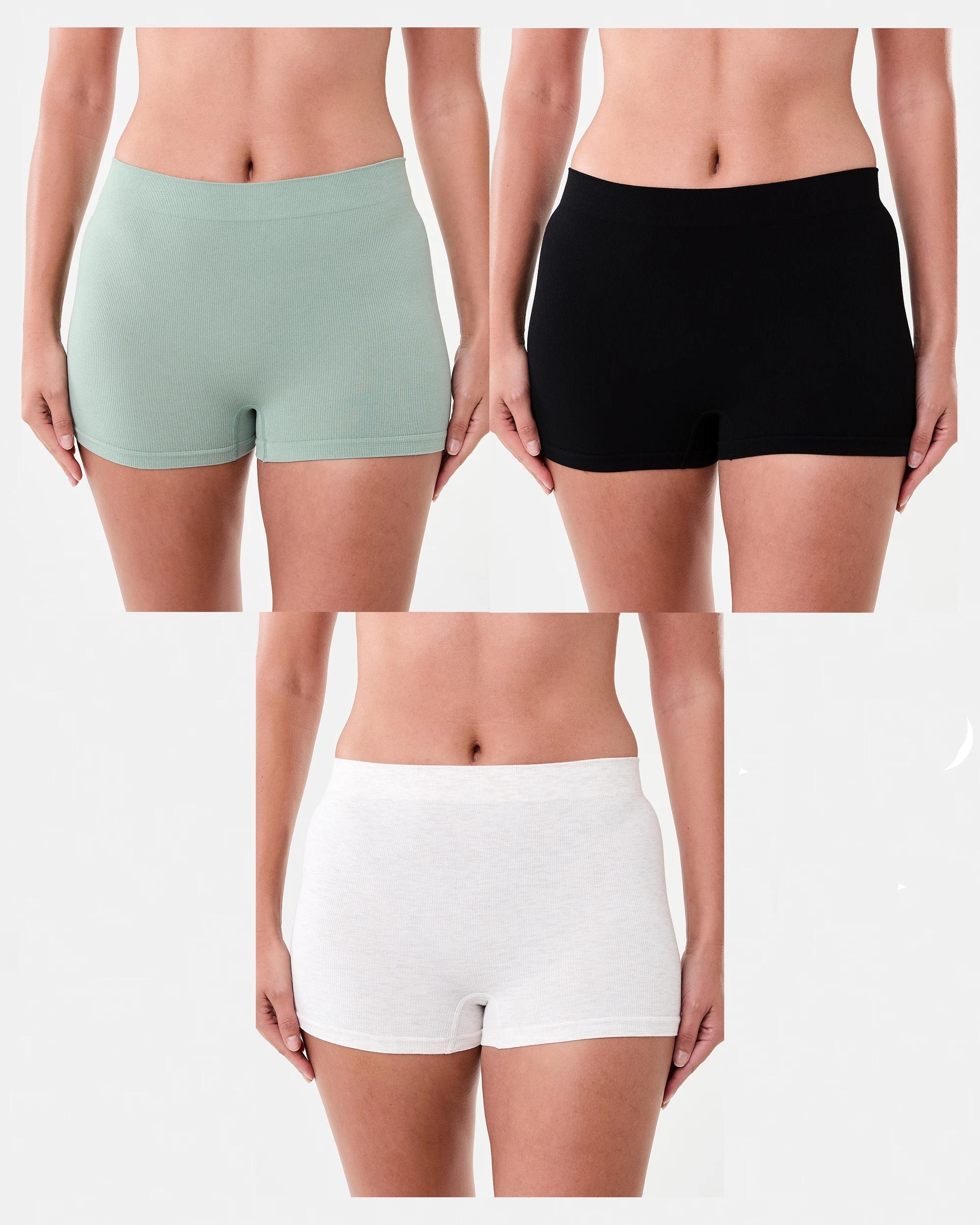 1 3 Pack Bamboo Seamfree Rib Shorties Som Bk Ig, 1 of 7