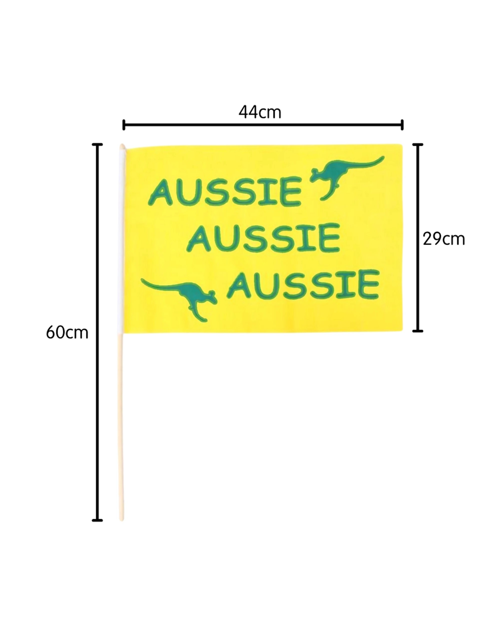 2 Partyrama Aussie Yellow and Green Handheld Flag 44cm x 29cm, 2 of 2