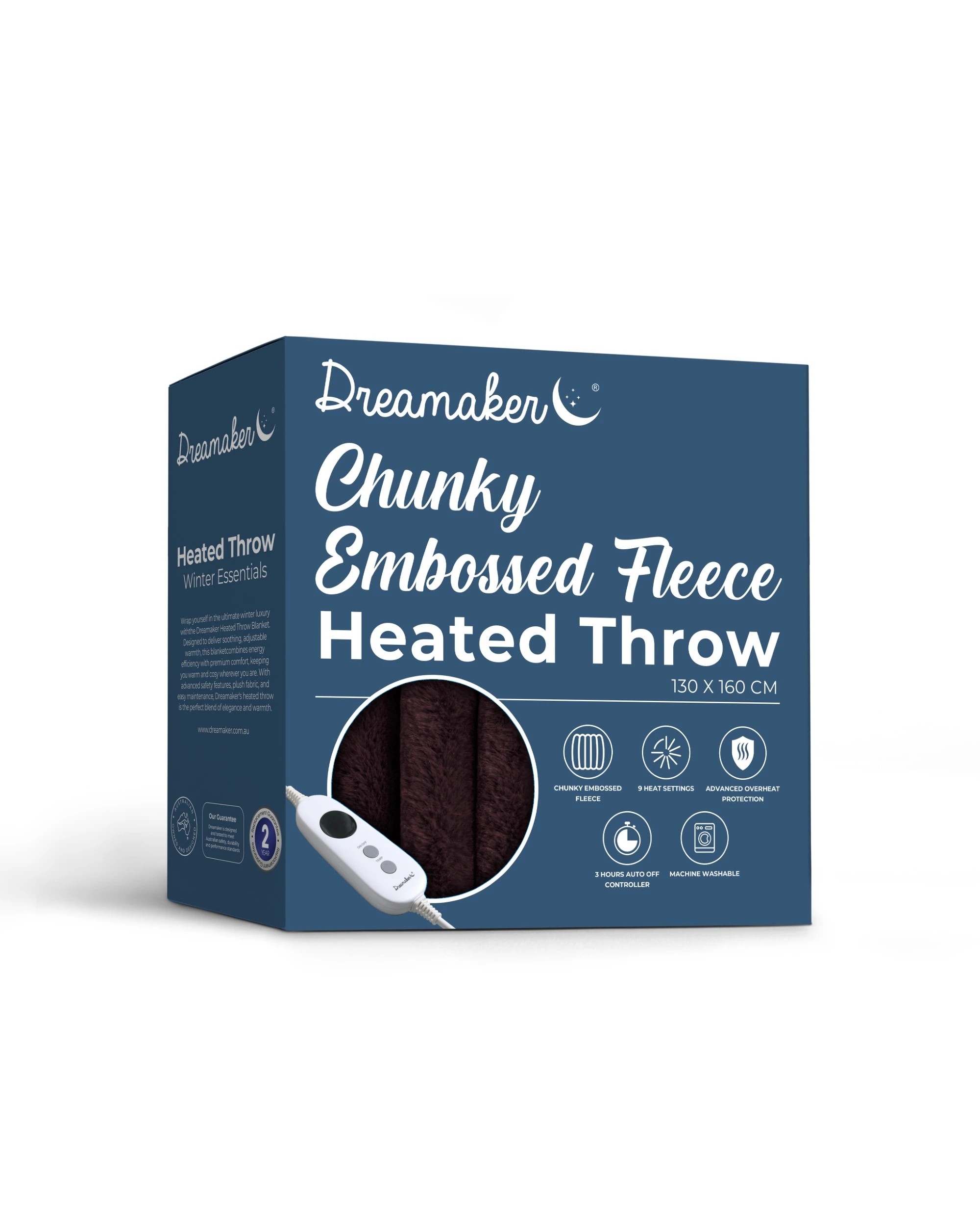 10 Dreamaker Cirra Chunky Embossed Fleece Heated Throw 130x160cm - Cherry, 10 of 10