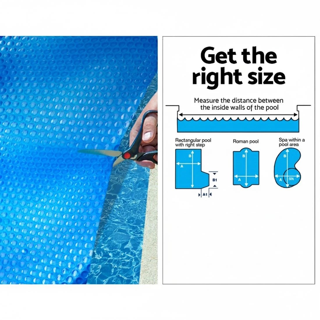 5 Aquabuddy Pool Cover 6.5x3m 400 Micron Swimming Pool Solar Blanket 4m Roller - Multi, 5 of 6