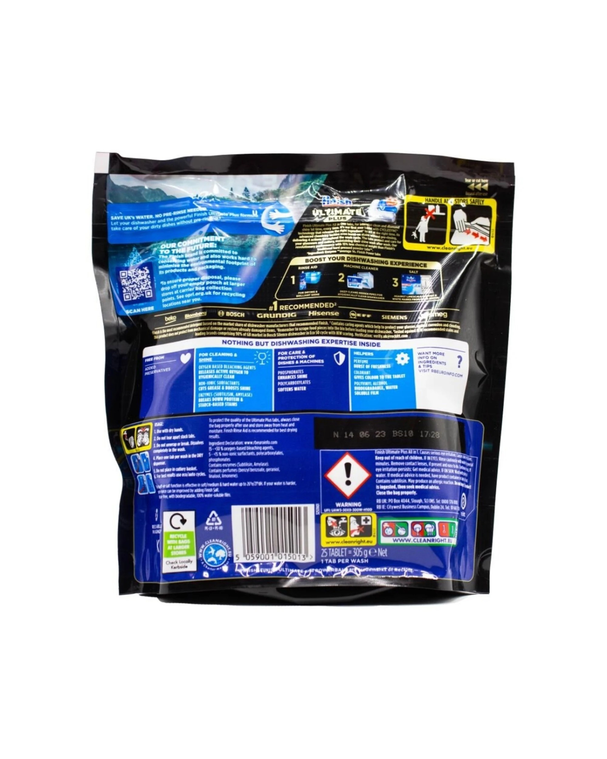 3 Finish 25pc Powerball Ultimate Plus Dishwasher Tablets All-In-One Detergent, 3 of 3