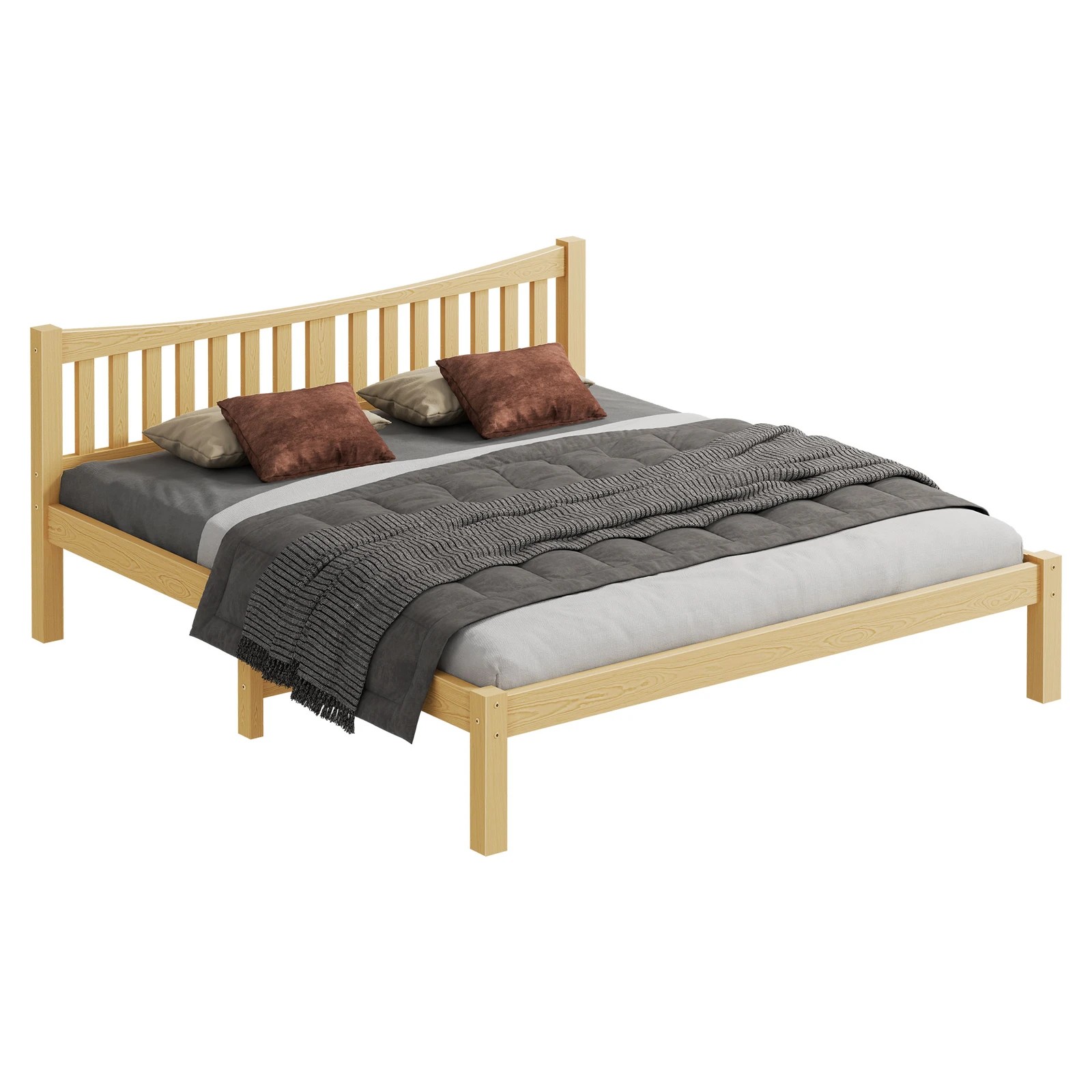 1 Alfordson Bed Frame Wooden King Size Solid Pine Timber Base Cambrie - Natural, 1 of 10
