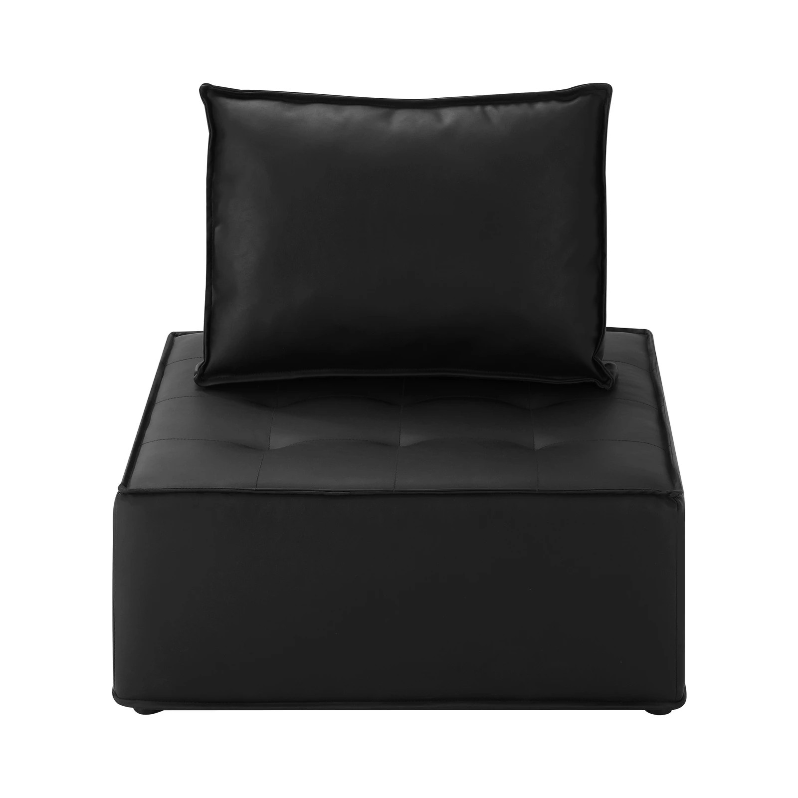 8 Oikiture 2pc Modular Sofa Lounge Chair Armless Tofu Back Pu Leather
 - Black, 8 of 10