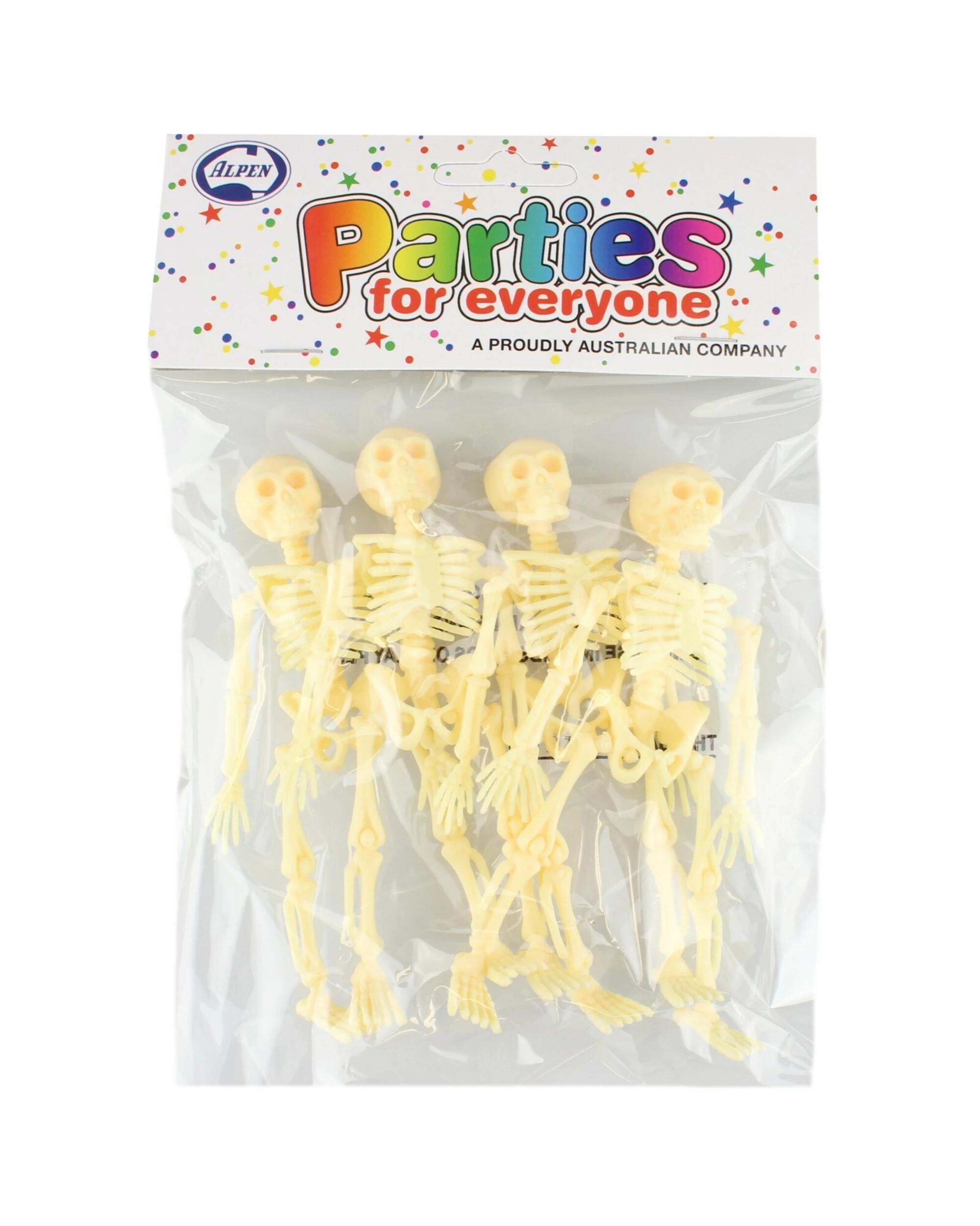 1 Alpen Small Plastic Skeletons Pack of 4 - Beige, 1 of 1