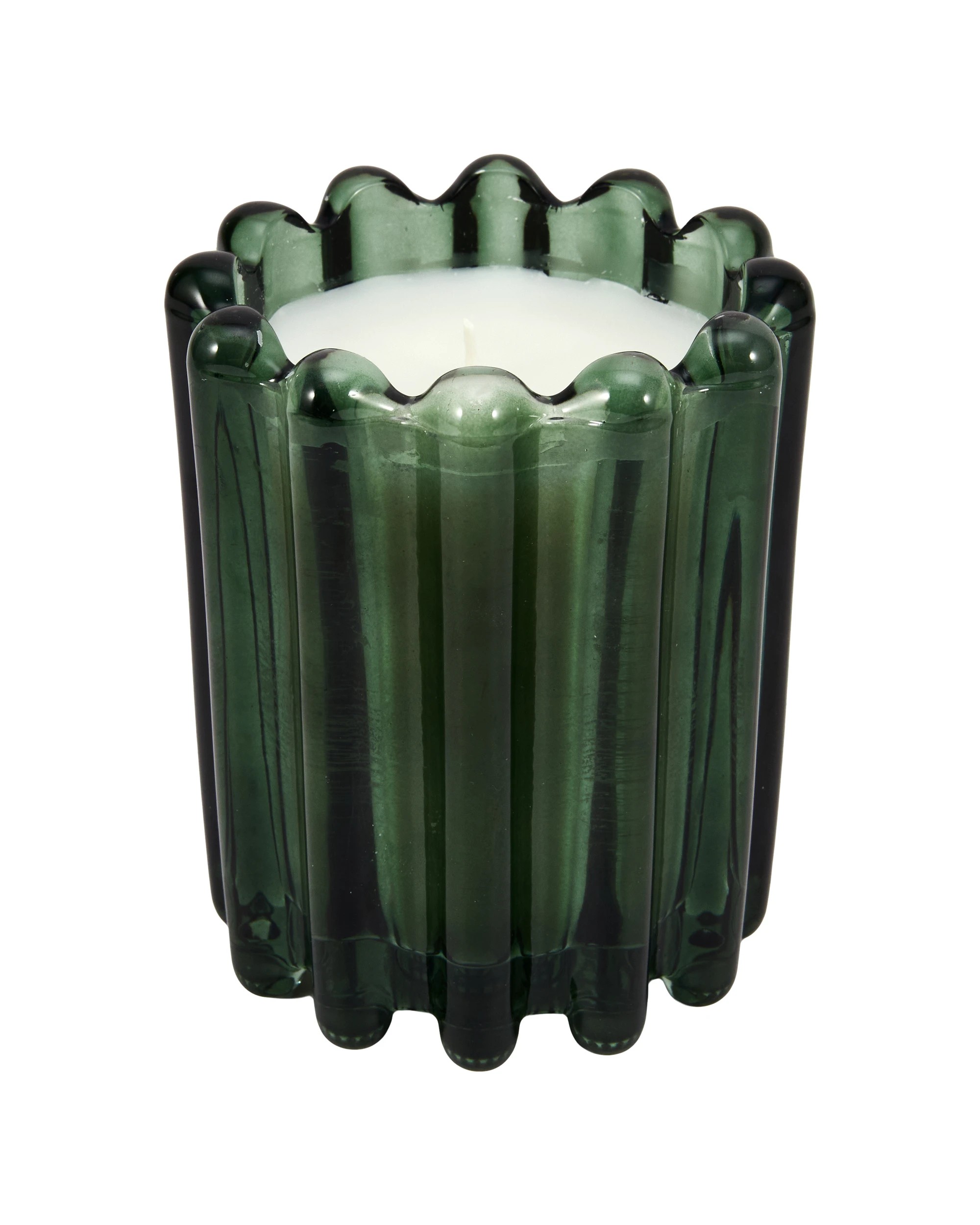 2 Amber Woods Ribbed Glass Candle, 2 of 5