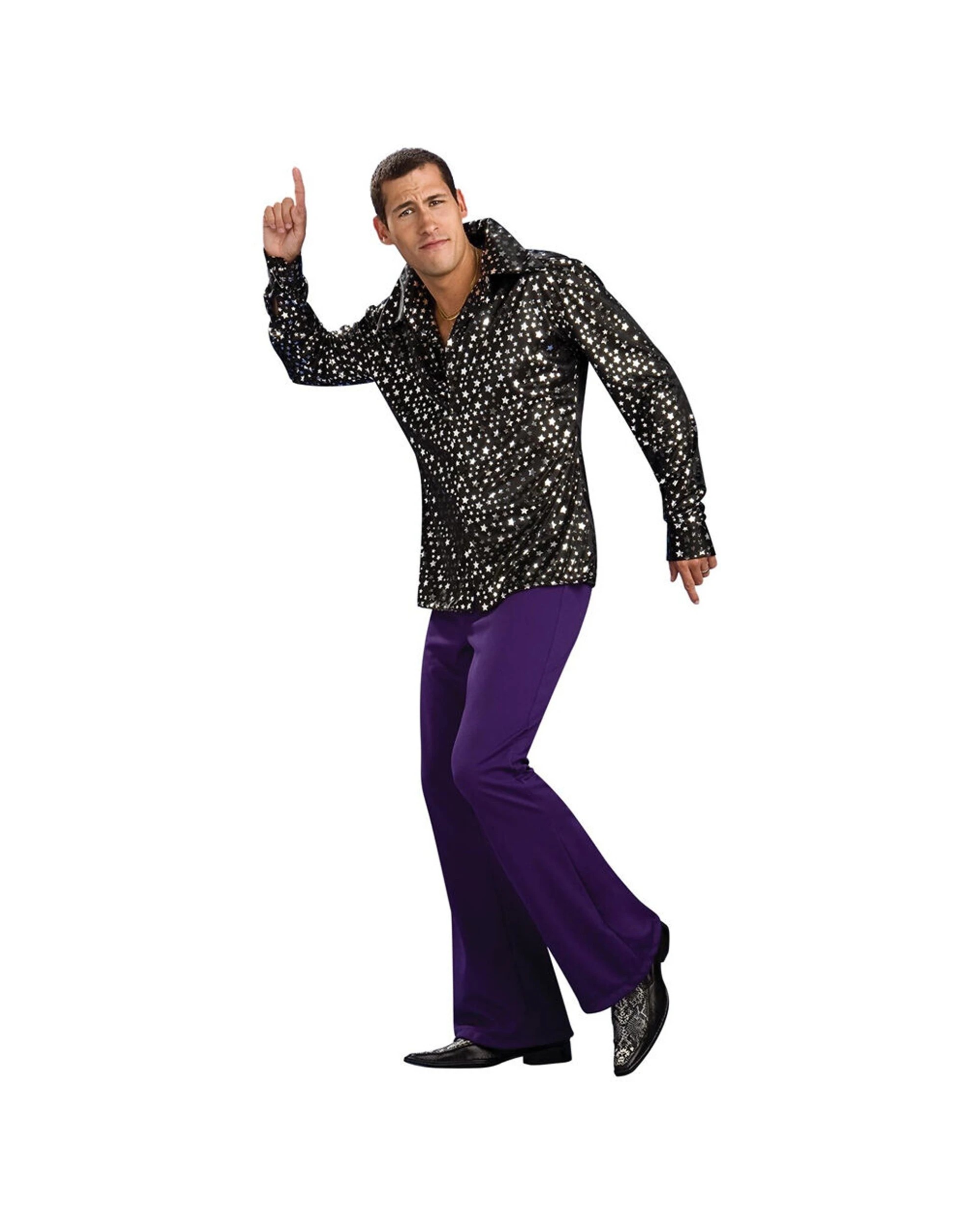 1 Rubies Disco Shirt Adult Mens Dress Up Costume Size M - Black, 1 of 3