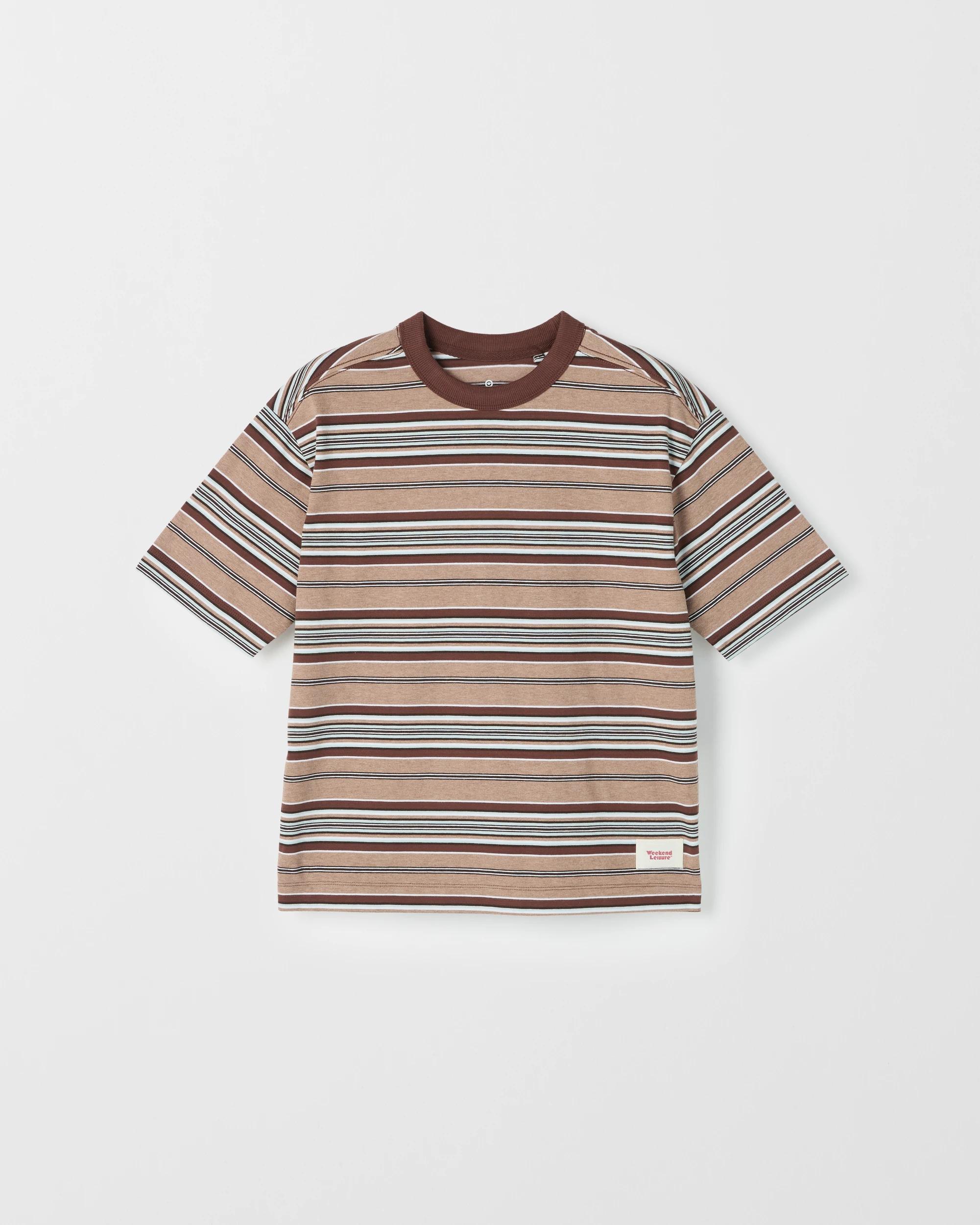 1 Target Kids Australian Cotton Blend Stripe T-Shirt BROWN MARLE, 1 of 2