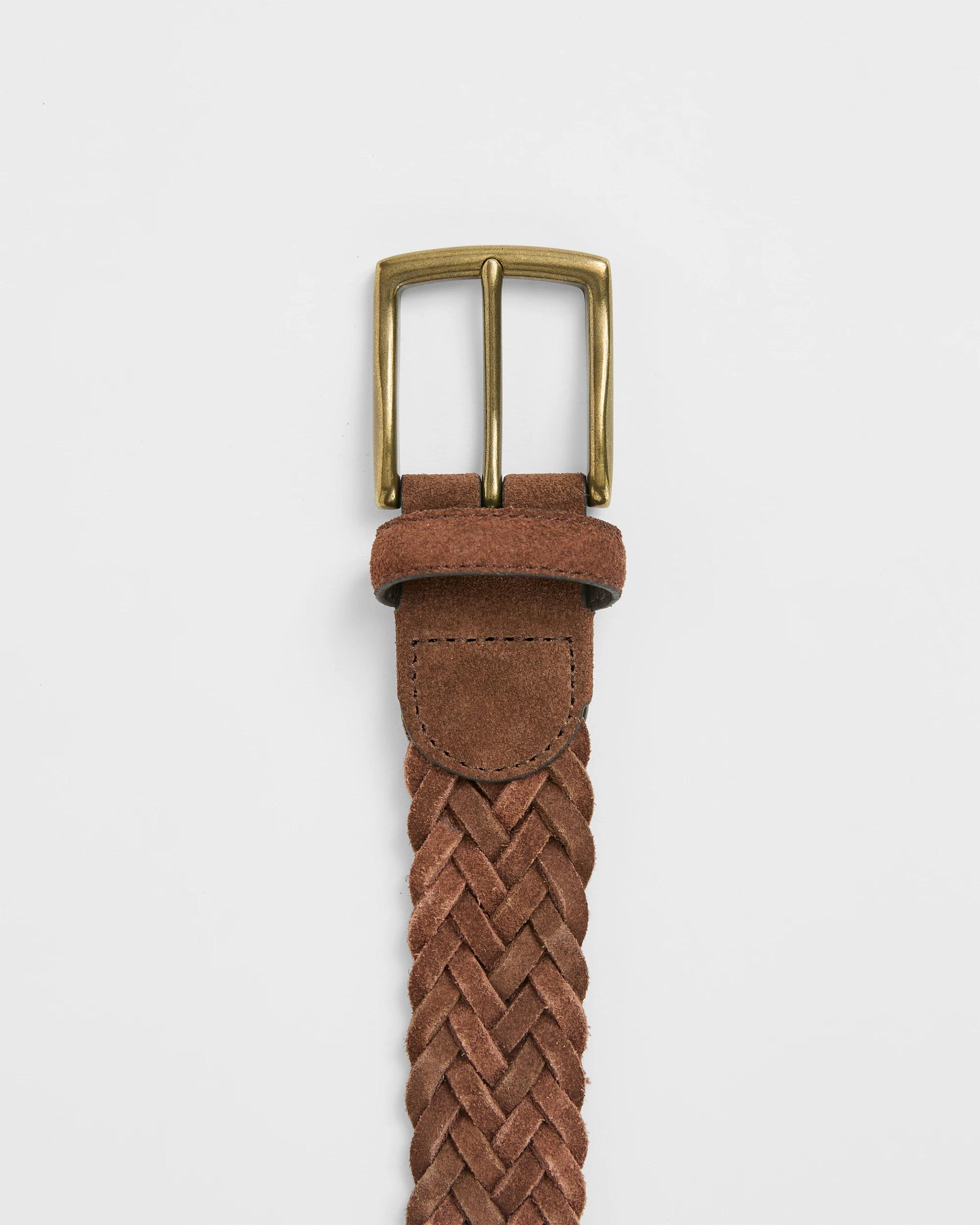 5 Target Man Suede Leather Woven Belt BROWN, 5 of 6