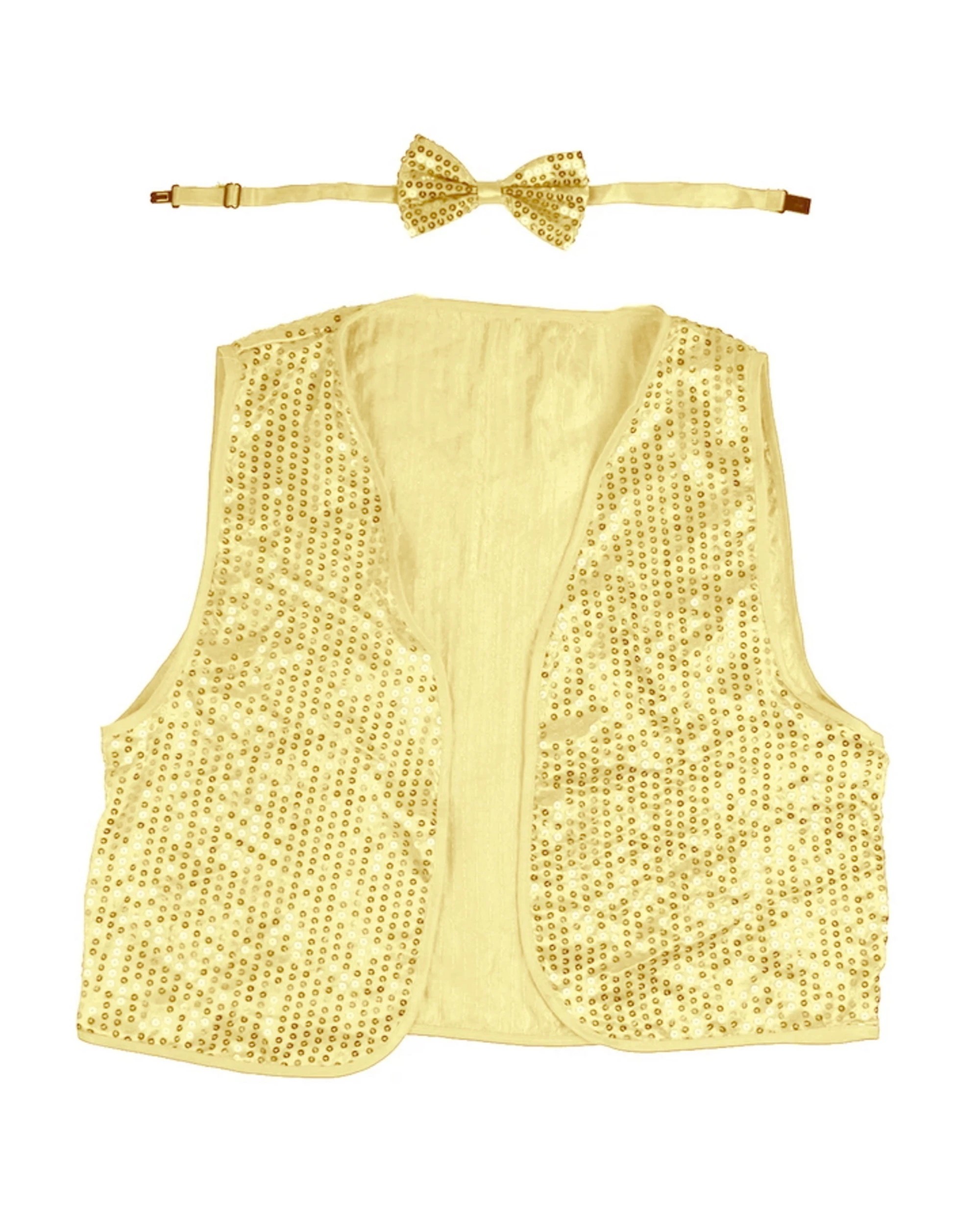 1 Partyrama Adult Gold Sequin Bow Tie & Vest Set, 1 of 1