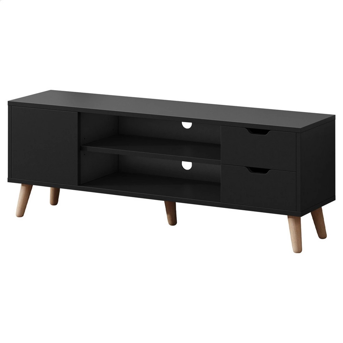 1 Alfordson Entertainment Unit 120cm TV Cabinet Stand Storage Drawer - Black, 1 of 10