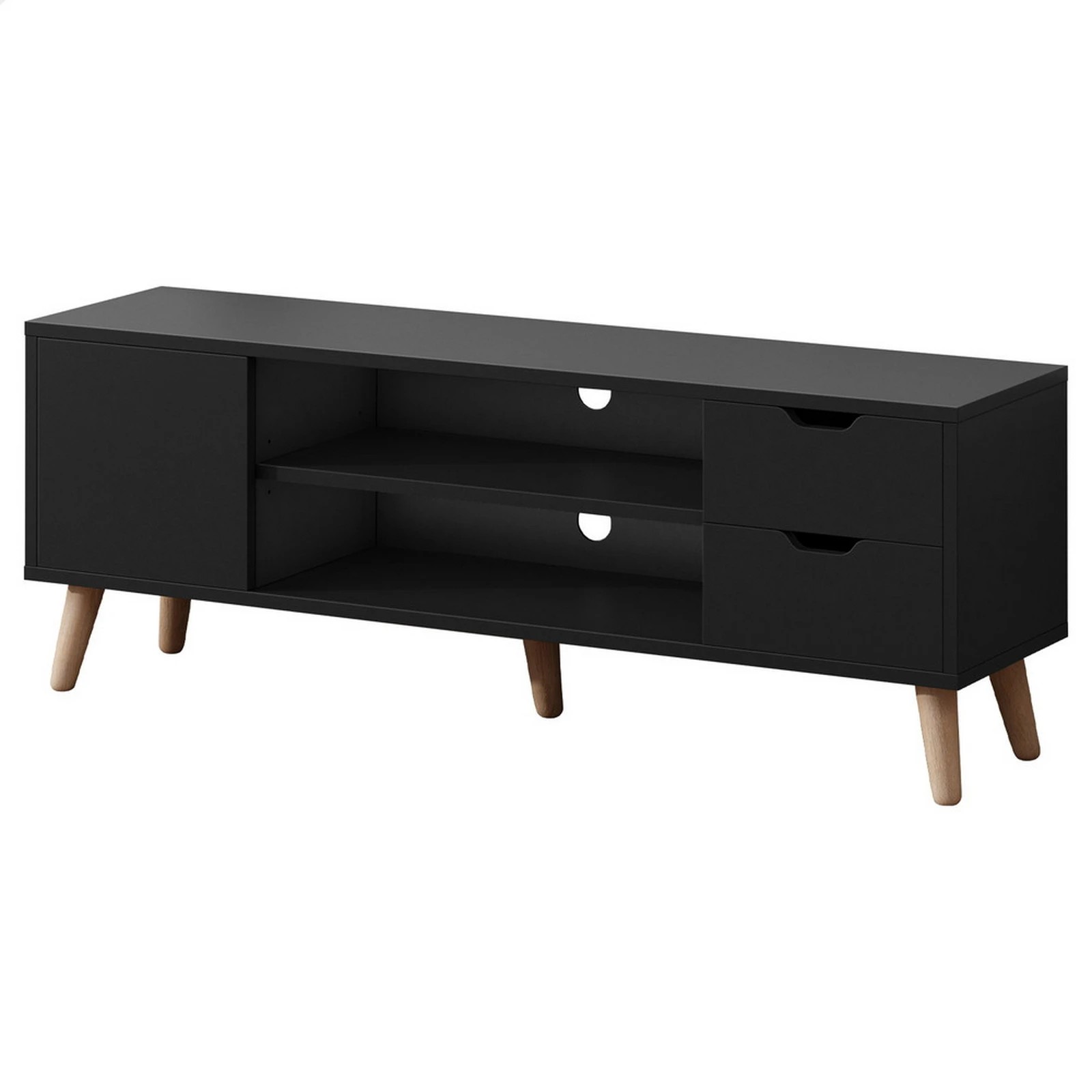 1 Alfordson Entertainment Unit 120cm TV Cabinet Stand Storage Drawer - Black, 1 of 10