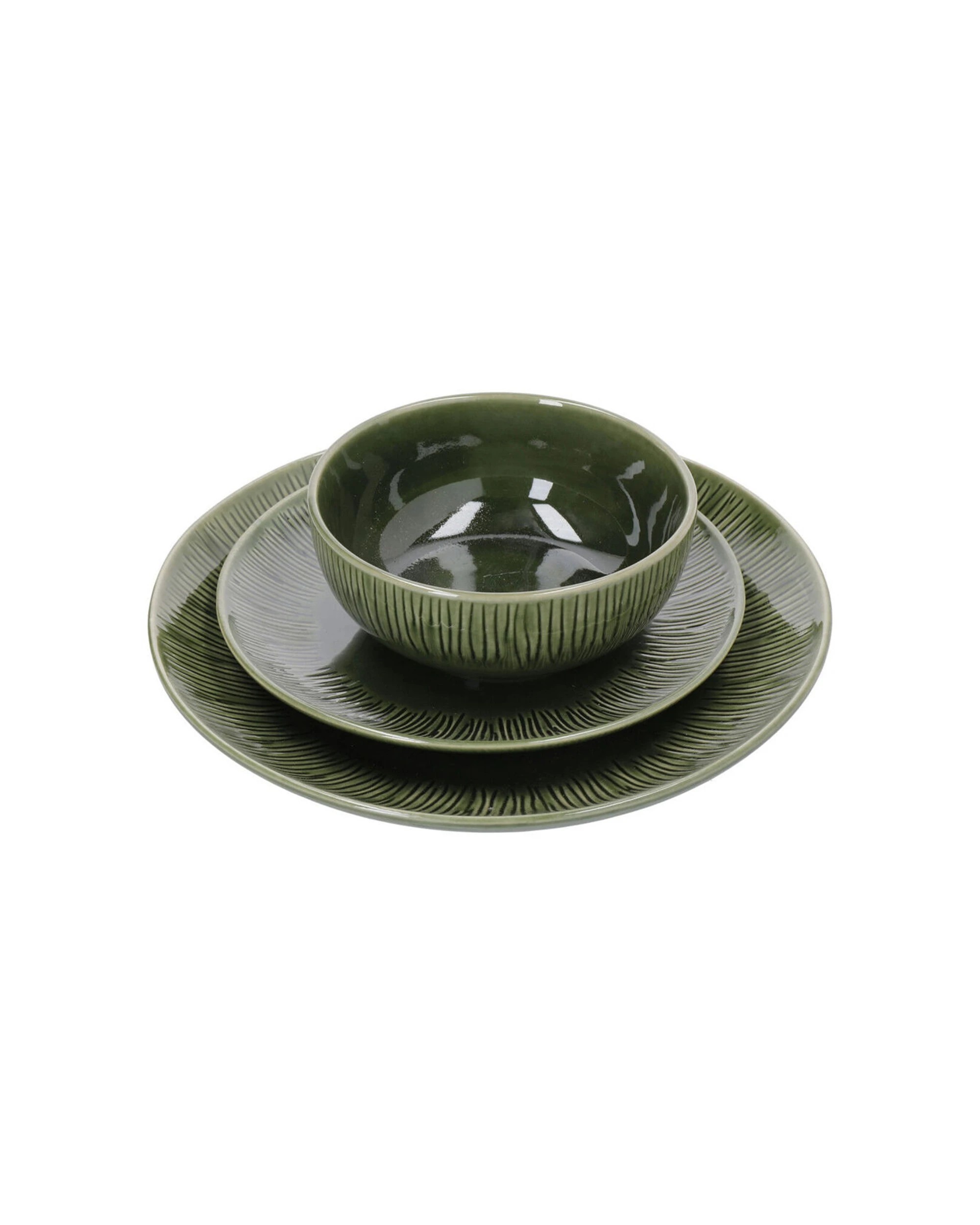 5 Mikasa Jardin 12pc Stoneware Dinner Bowls Plates Set Botanical Vibes - Green, 5 of 6