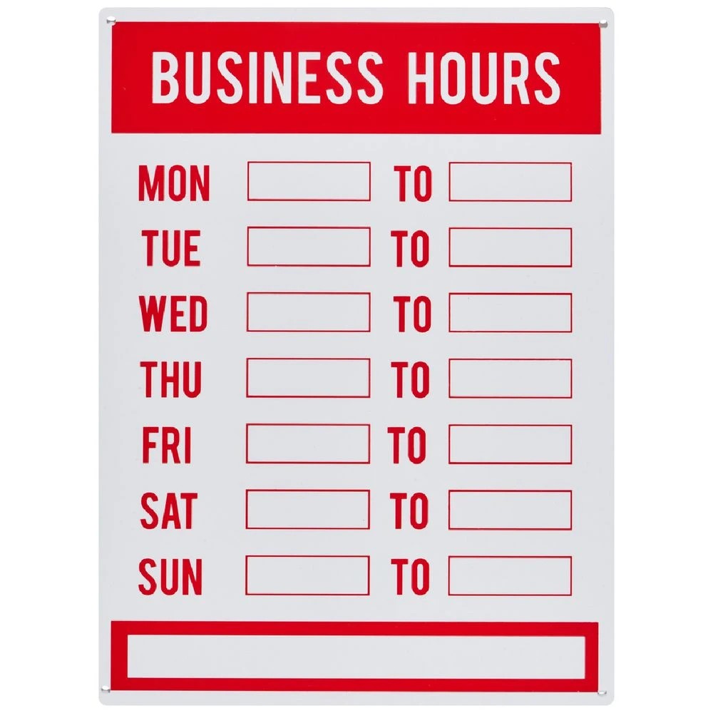 1 Sandleford Business Hours Sign 225 x 300mm, 1 of 1