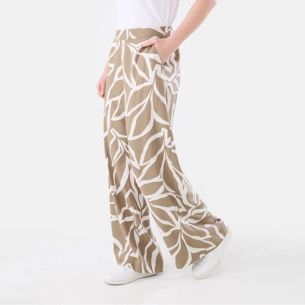 2 Textured Wide Leg Pants LEAVES CARIBOU, 2 of 5