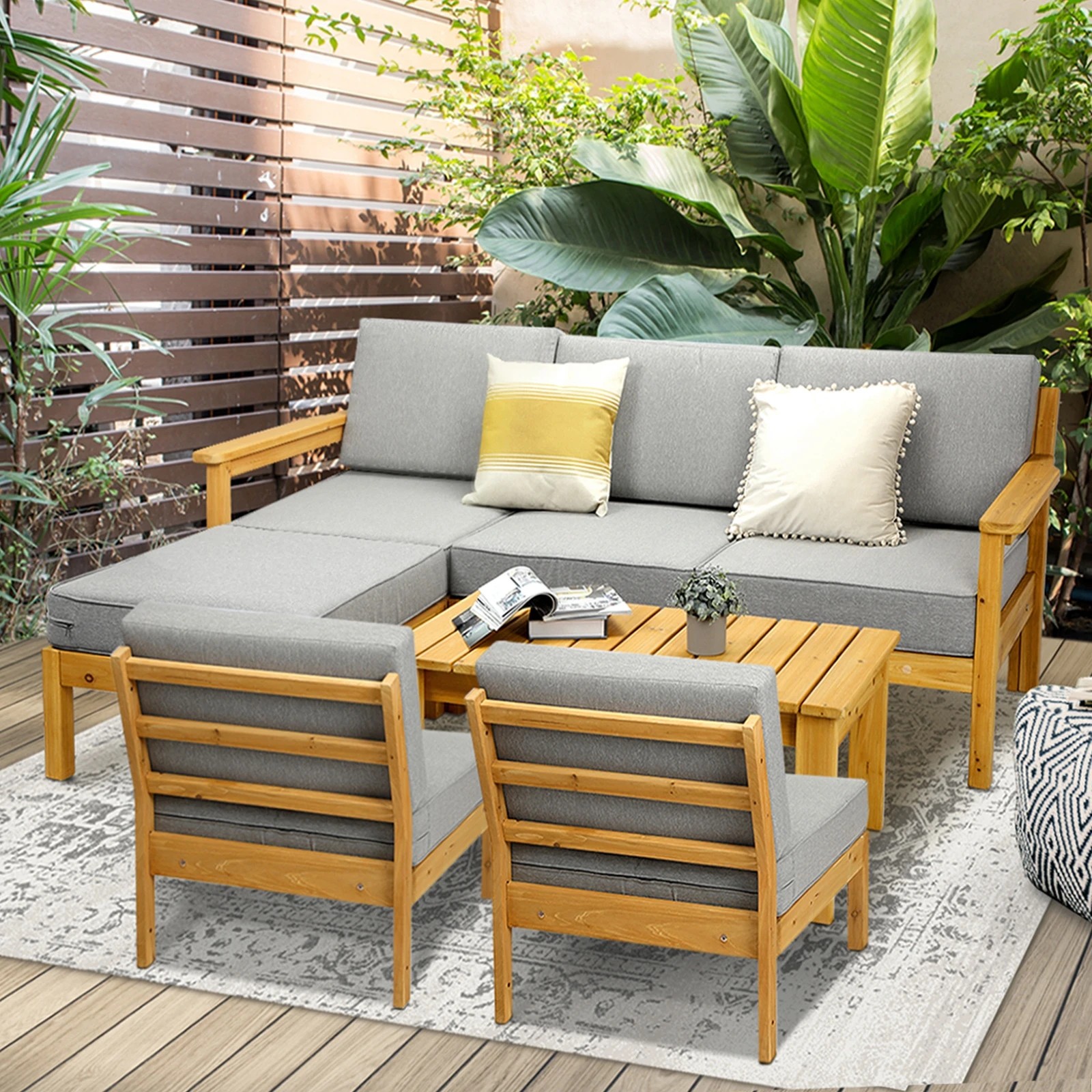 4 Livsip 7 Piece Outdoor Sofa Set Lounge Setting - Multi, 4 of 7