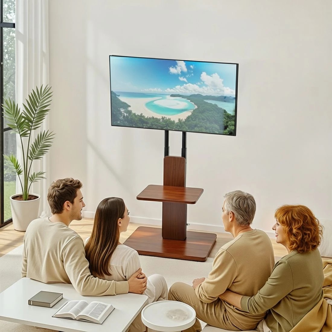 5 Artiss TV Stand 32-70" Wooden Tray Swivel Height Adjustable - Multi, 5 of 5