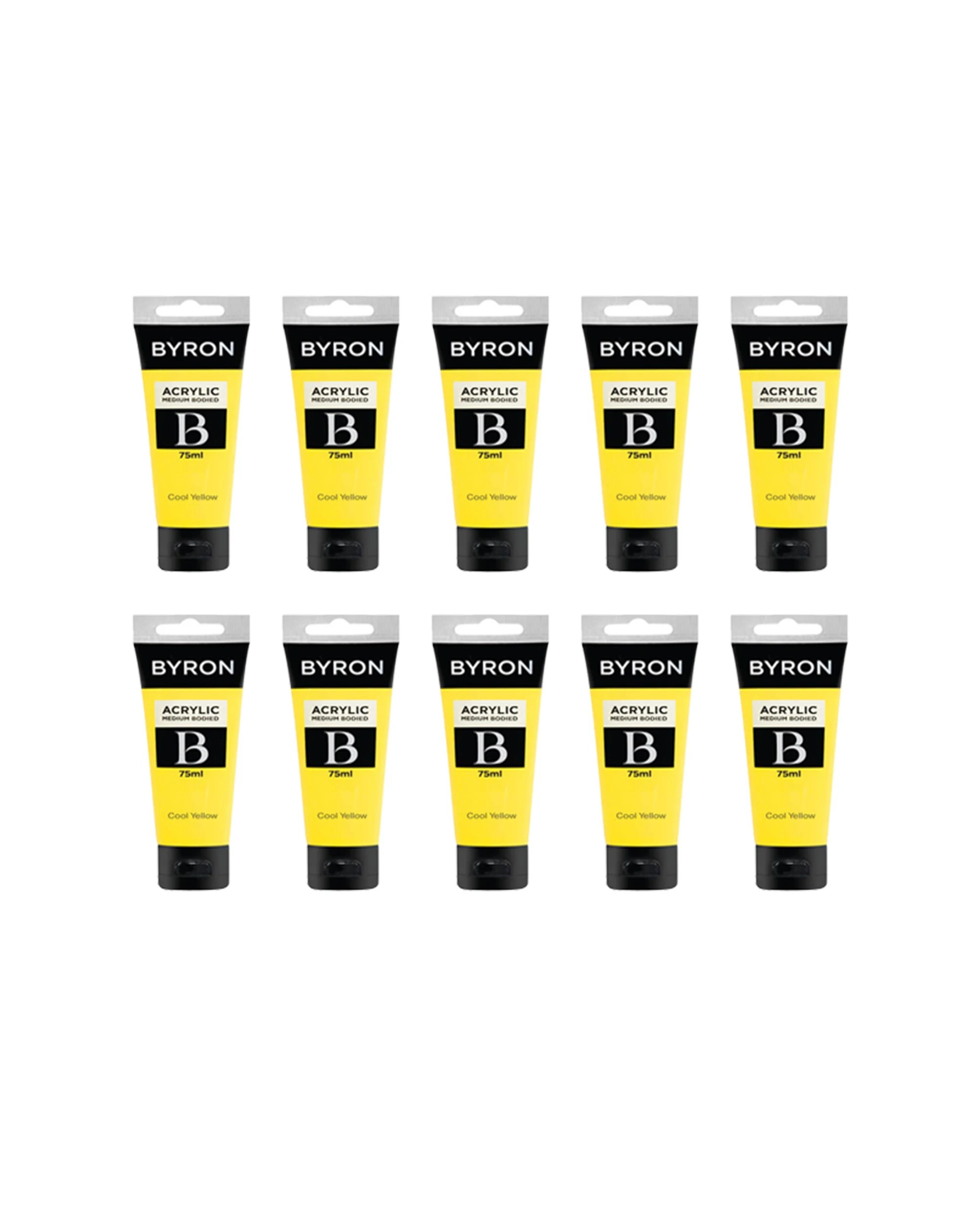 1 Jasart 10PK Byron Acrylic Paint Tube Art Craft Medium Bodied Non Toxic 75ml Fluoro - Yellow, 1 of 2