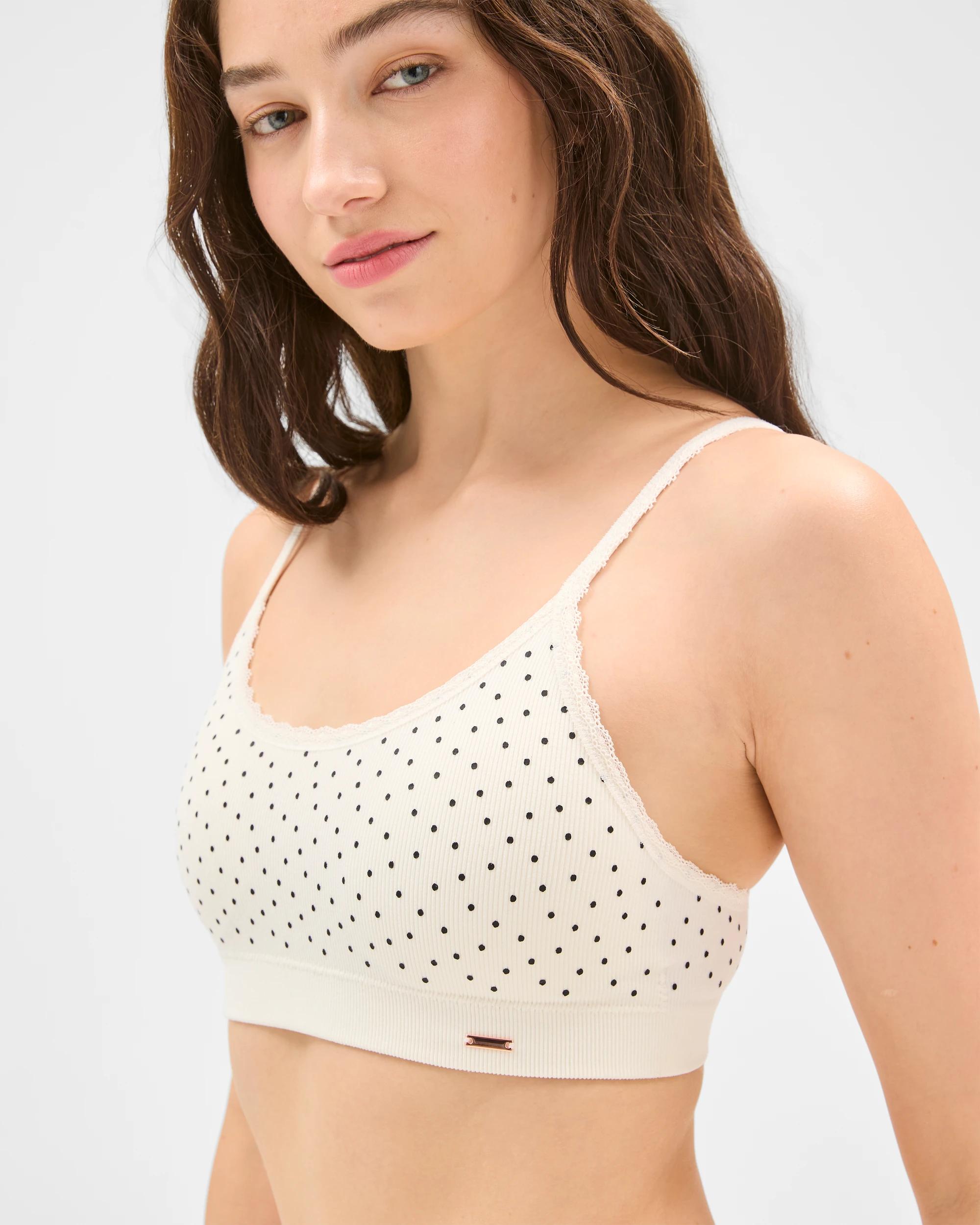 4 Lily Loves Rib and Lace Seamfree Crop Top GARDENIA BLACK SPOT, 4 of 5