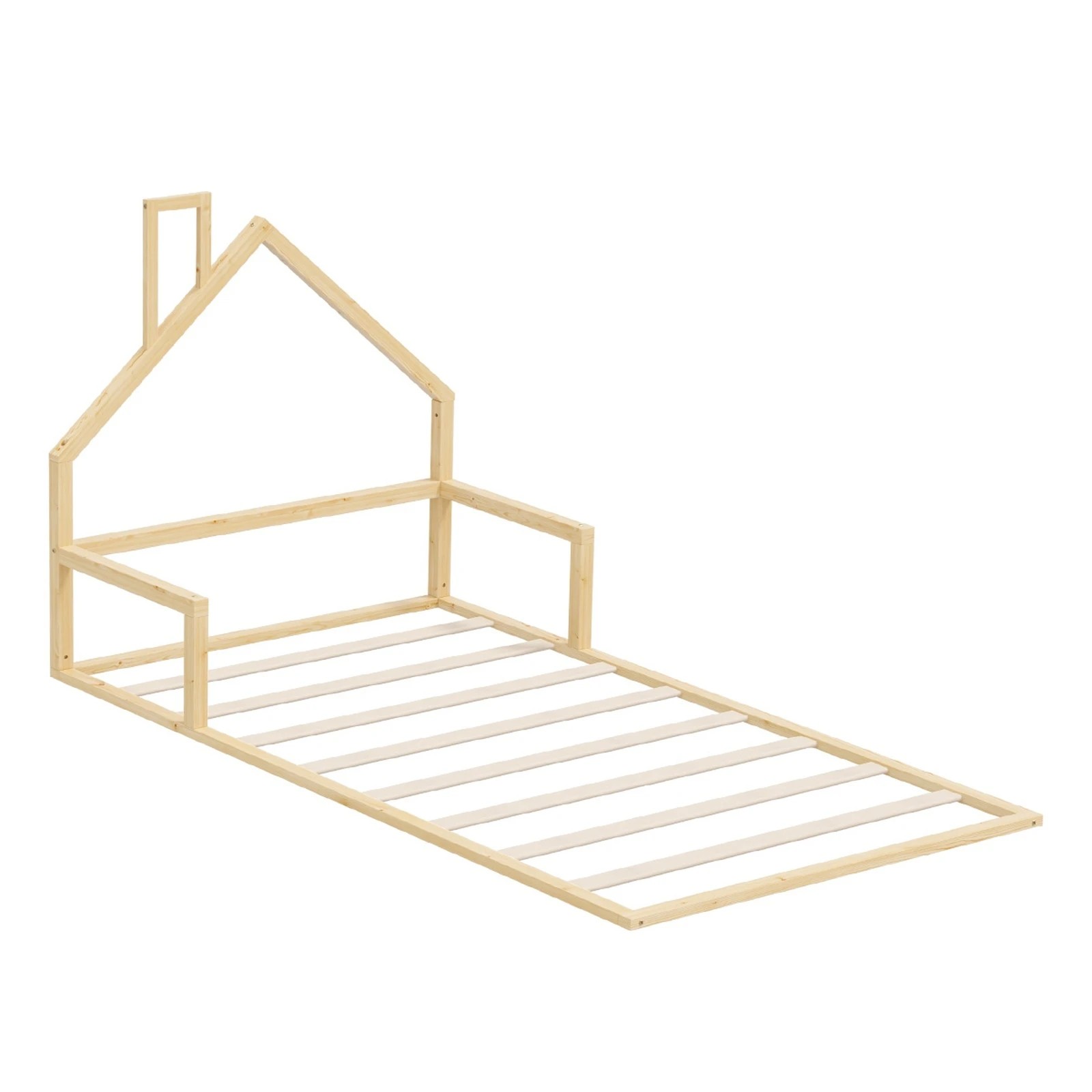 1 Oikiture Wooden Kids Bed Chimney Wooden King Single - Natural, 1 of 10