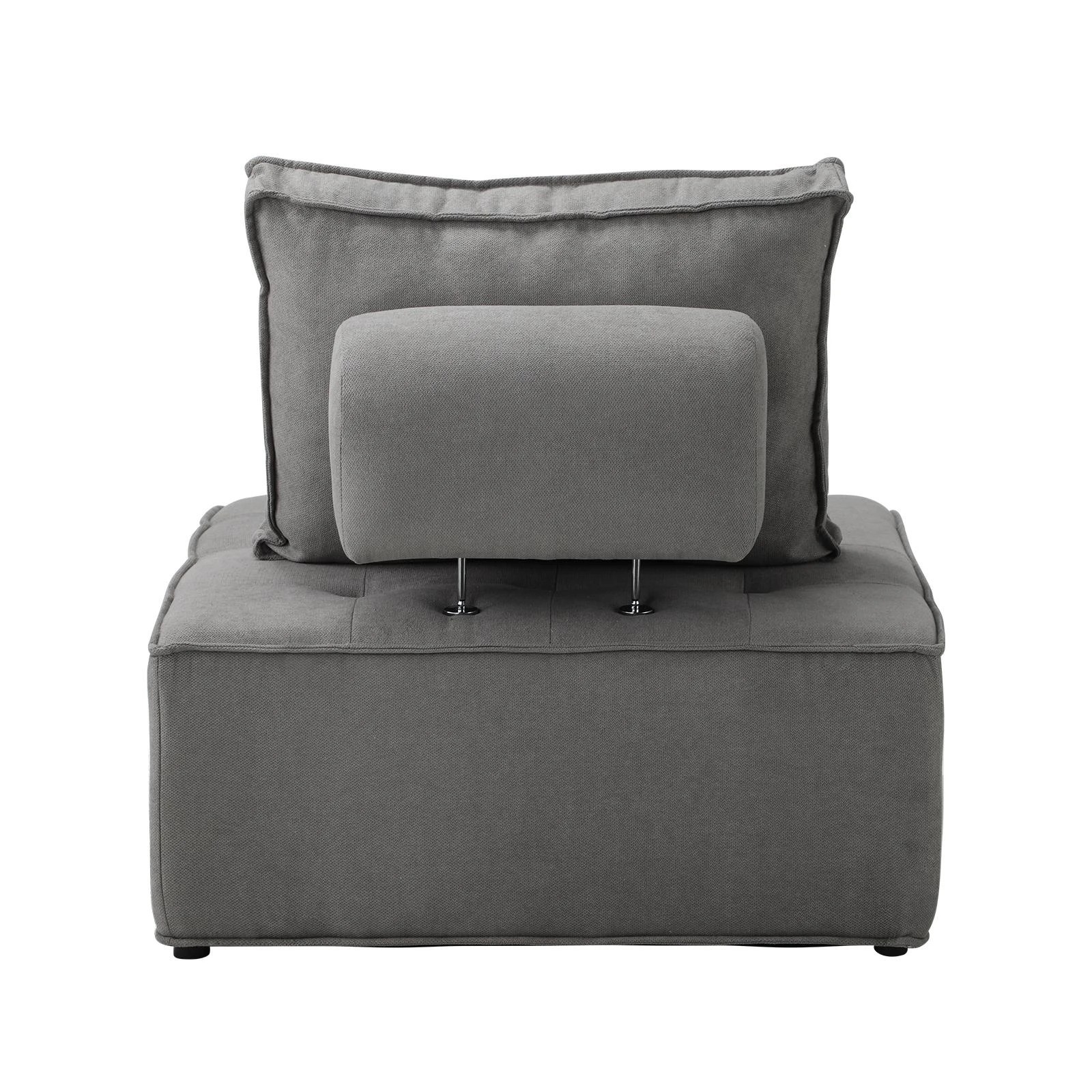 8 Oikiture 1pc Modular Sofa Lounge Chair Armless Tofu Back Linen
 - Grey, 8 of 10