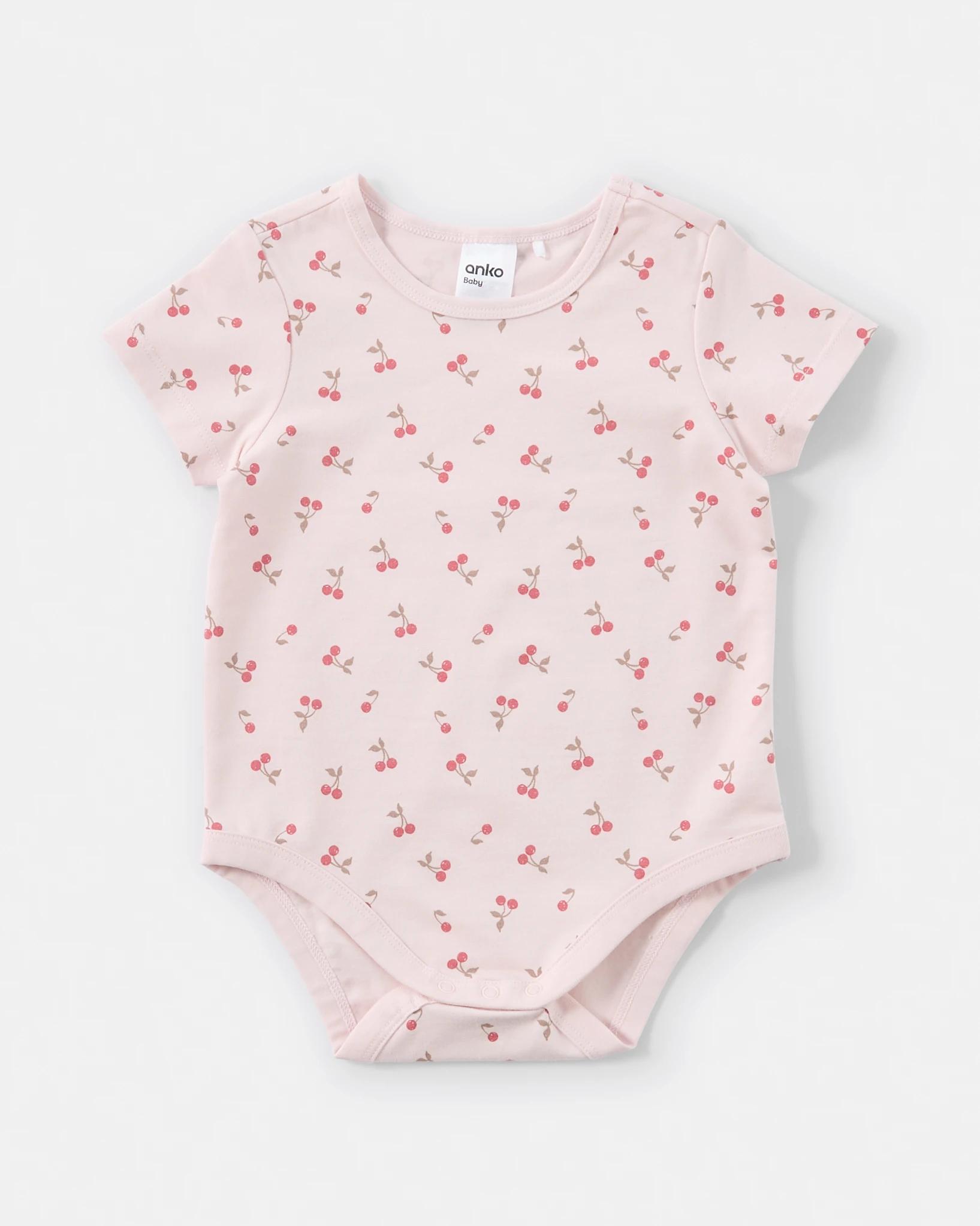 5 3 Pack Short Sleeve Print Bodysuits PINK CHERRY PLACEMENT MULTIPACK, 5 of 8