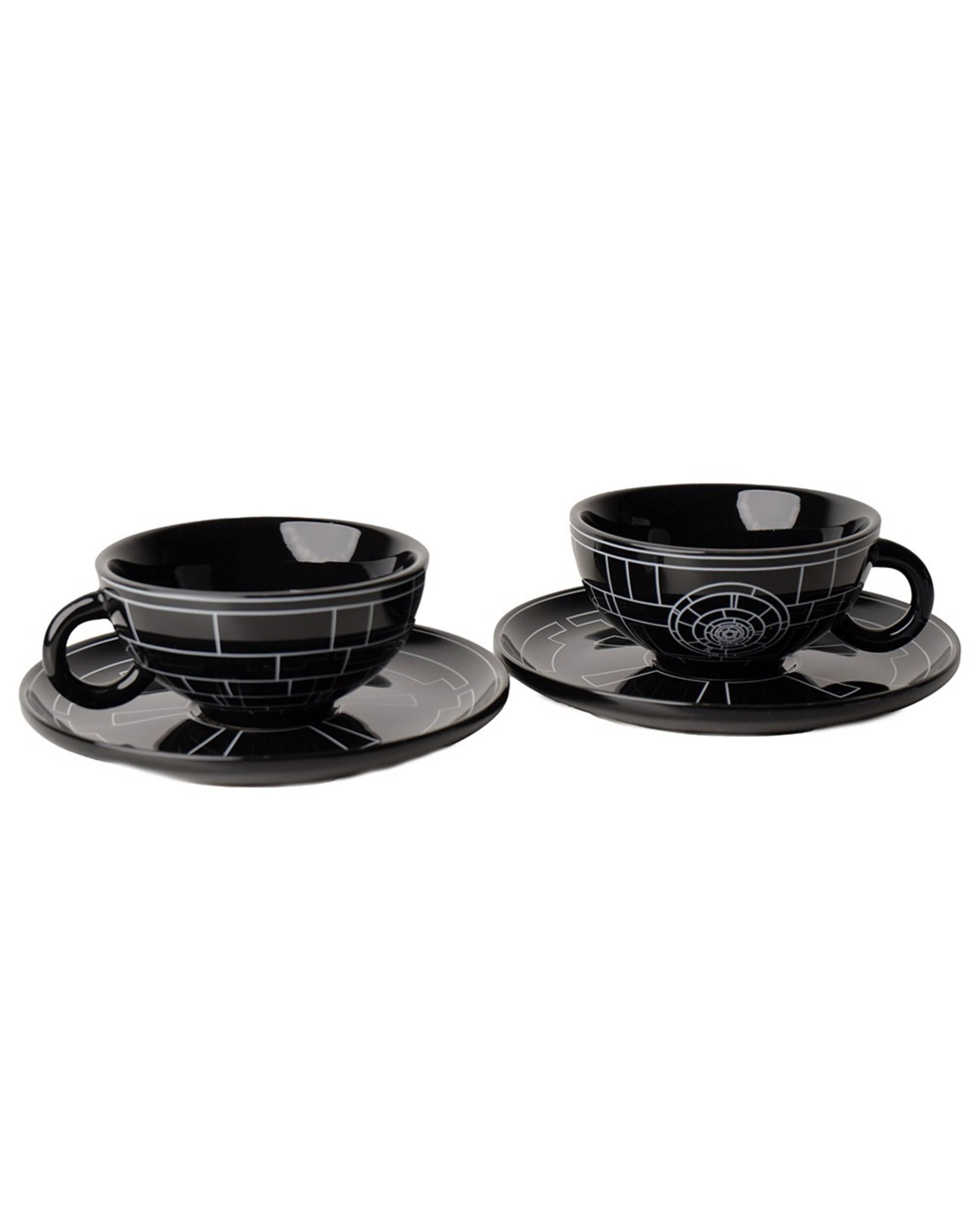 2 Star Wars - Death Star Teacup-Style Mug & Saucer 2-Pack - Black, 2 of 3
