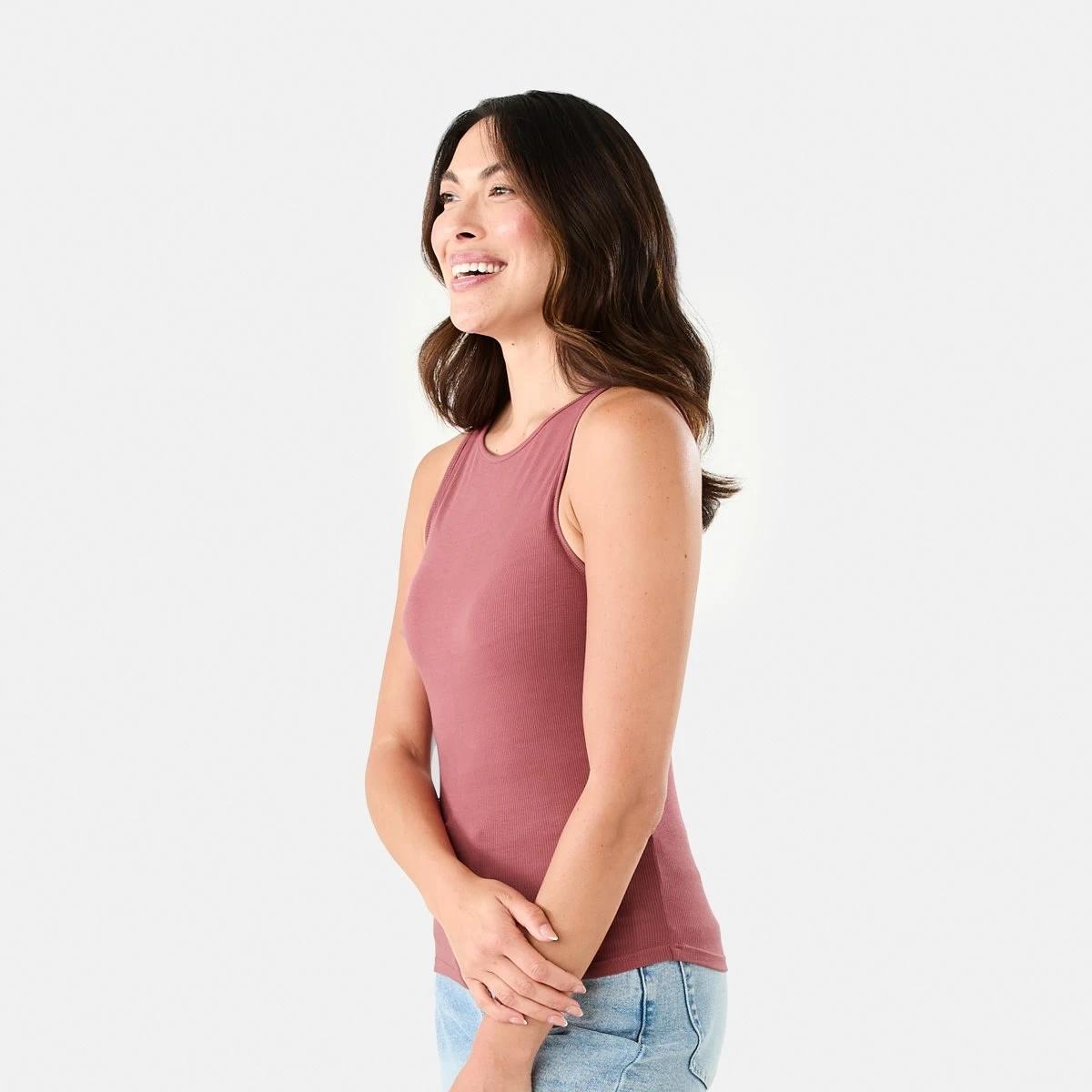 4 Sleeveless Rib Boat Neck Top Dried Red, 4 of 8