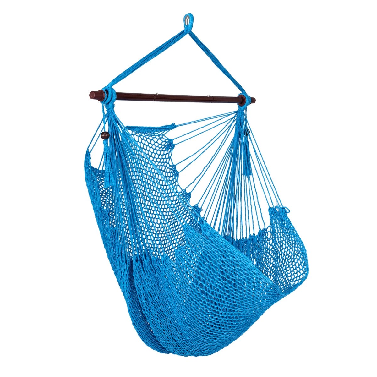 1 Costway Caribbean Hammock Chair Stretchable Hanging Rope Swing Chair - Blue, 1 of 5