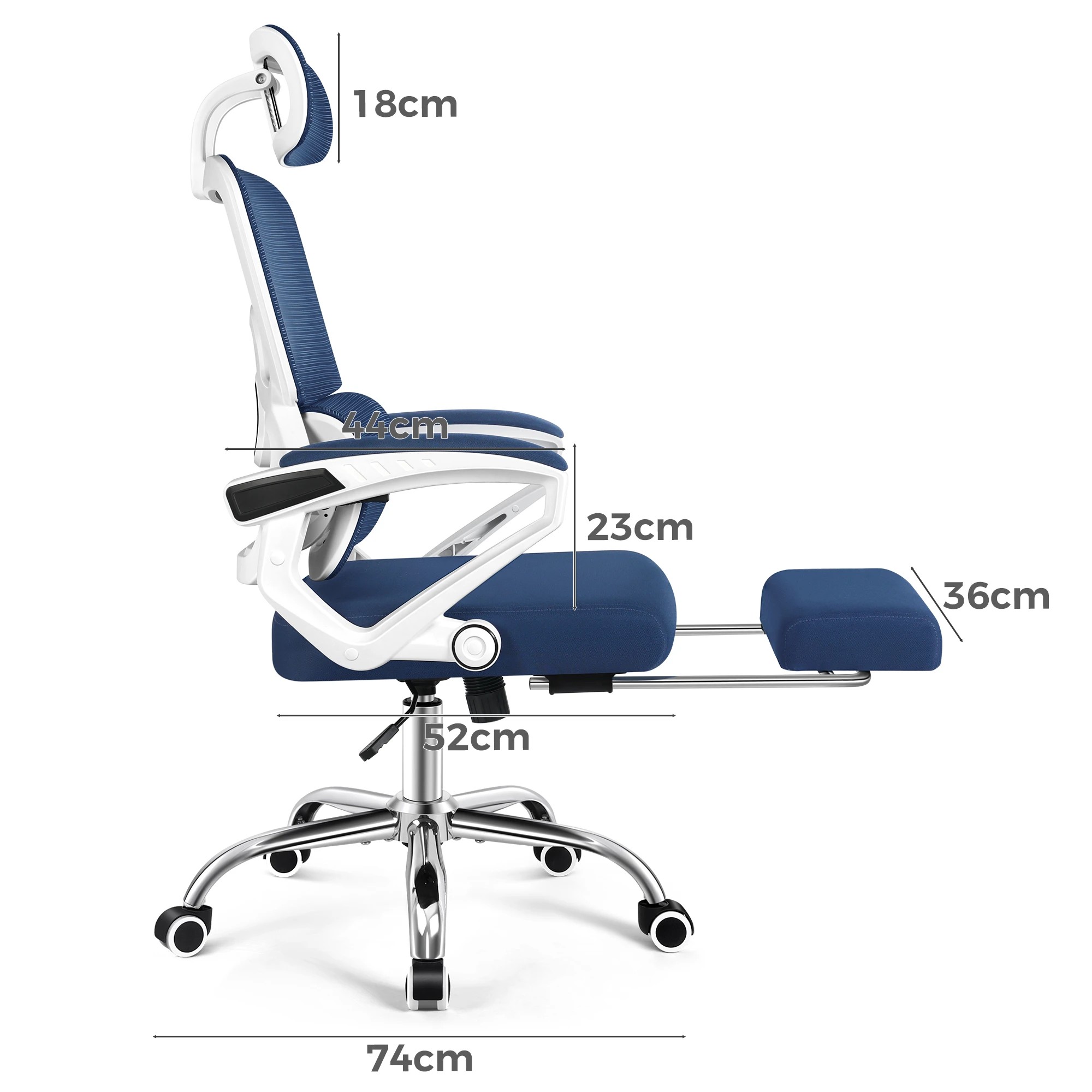 9 Alfordson Mesh Office Chair Racing Ergonomic Executive Computer Recliner Work - White Blue, 9 of 10
