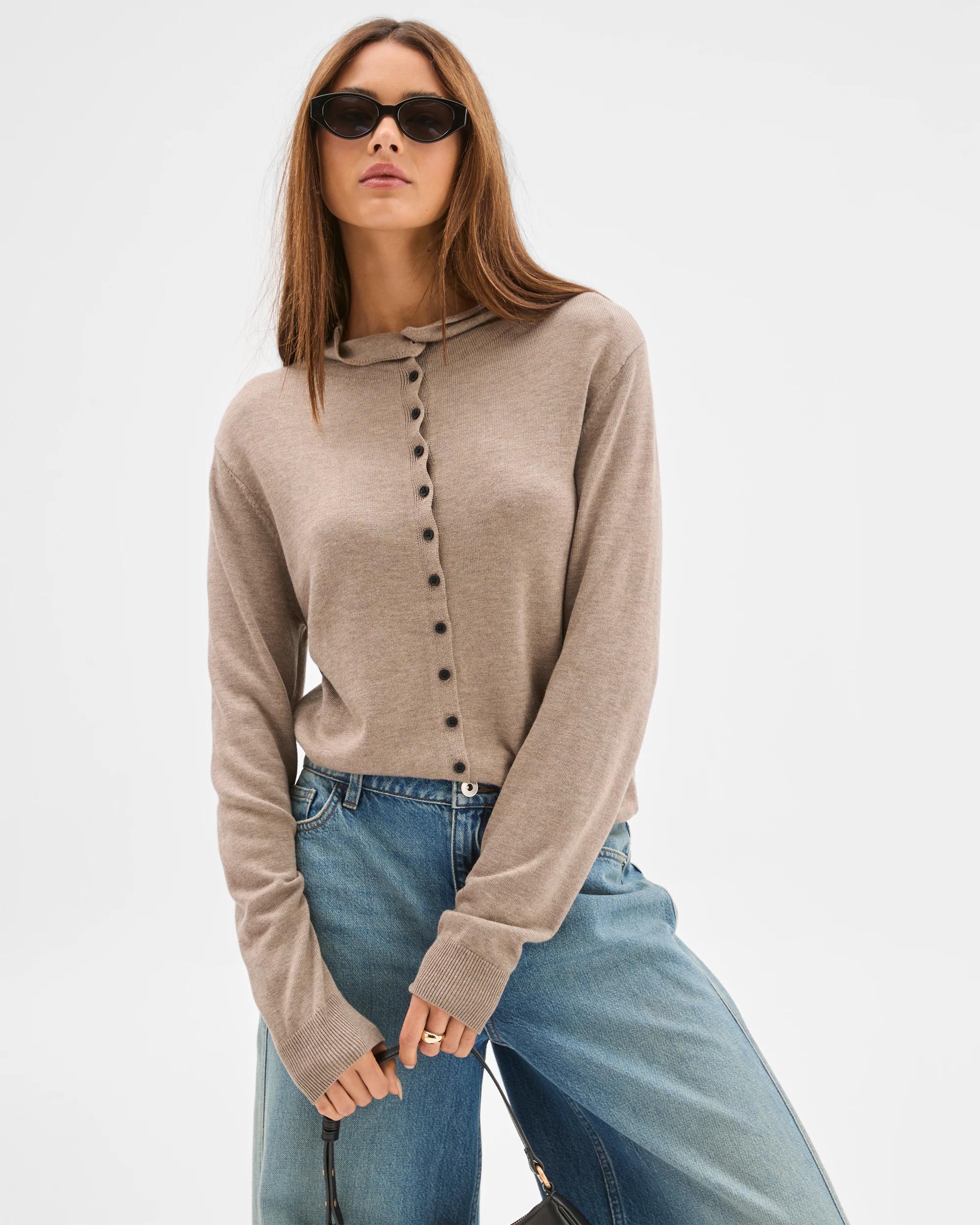 2 Lily Loves High Neck Cardigan COCOA MARLE, 2 of 6