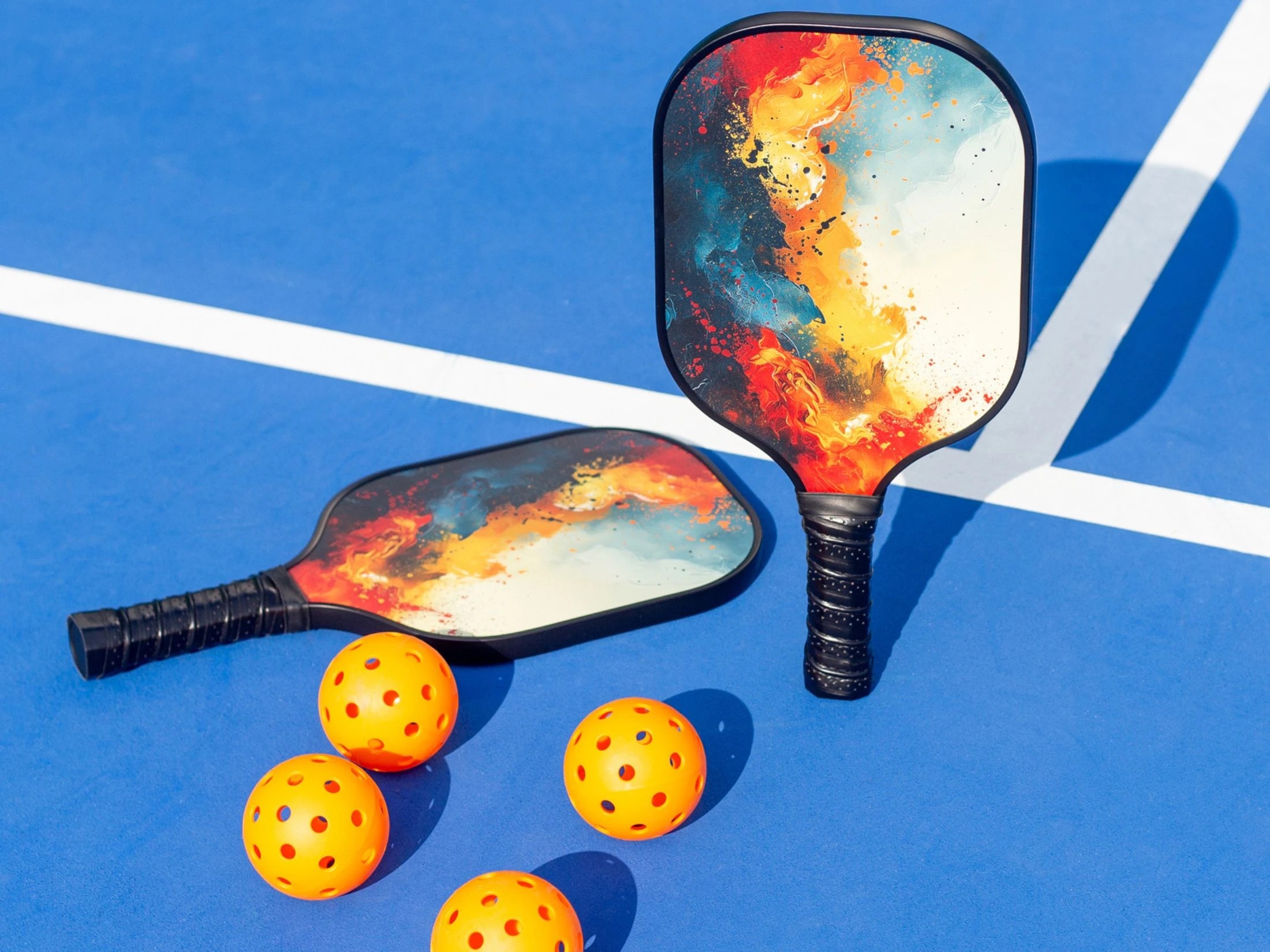 6 Hacienda Pickleball Set with 4 Fiberglass Paddles, 6 Balls, Net, and Carry Bag, 6 of 8