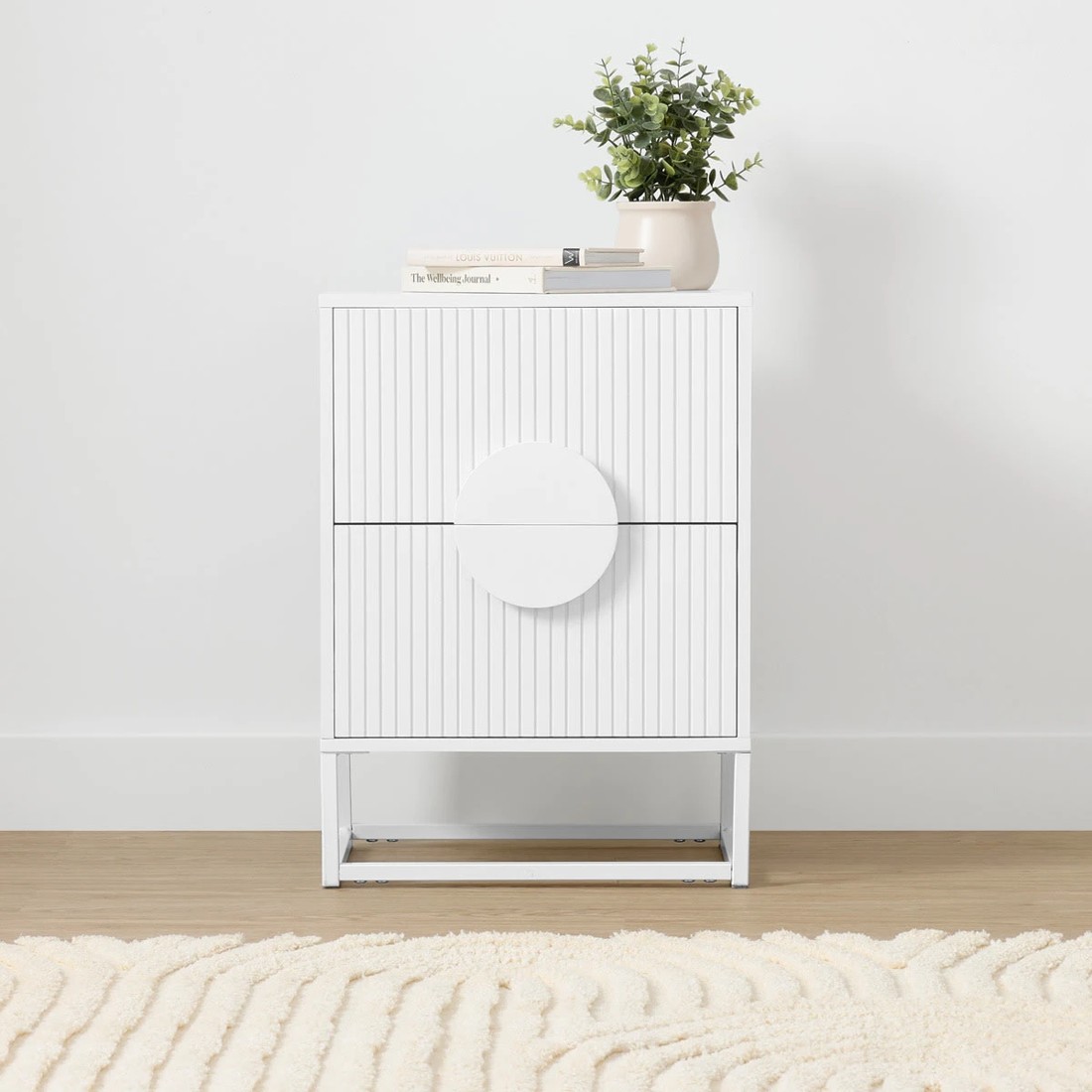 1 Stevie 2 Drawer Bedside Table - White, 1 of 9