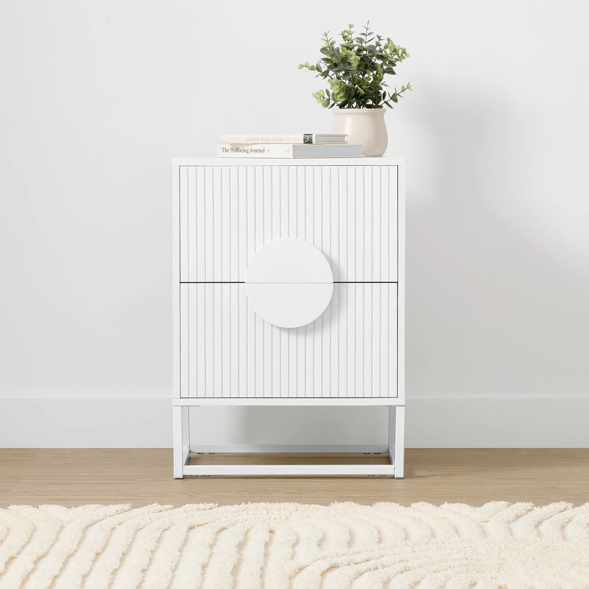 1 Stevie 2 Drawer Bedside Table - White, 1 of 9