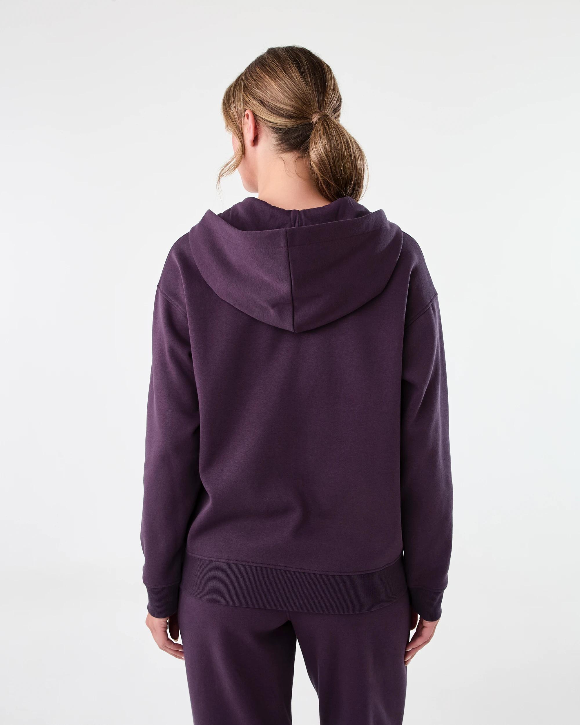 4 Active Womens Essential Zip Through Hoodie Pur Raisin, 4 of 9