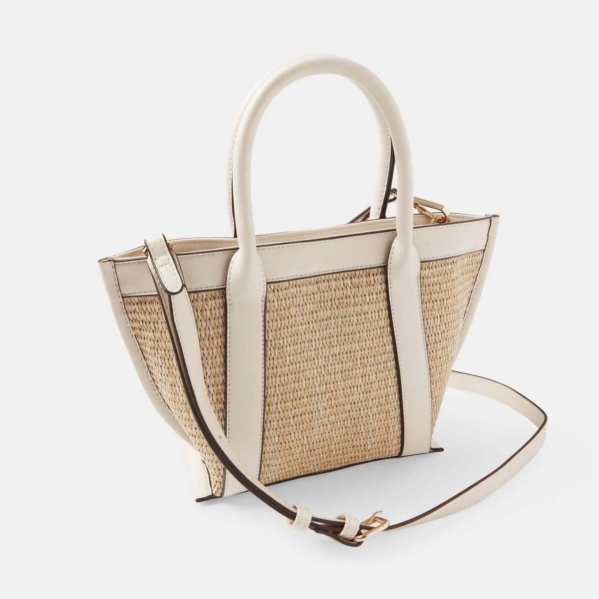 3 Mini Weave Tote Crossbody Bag Bone Beige, 3 of 8