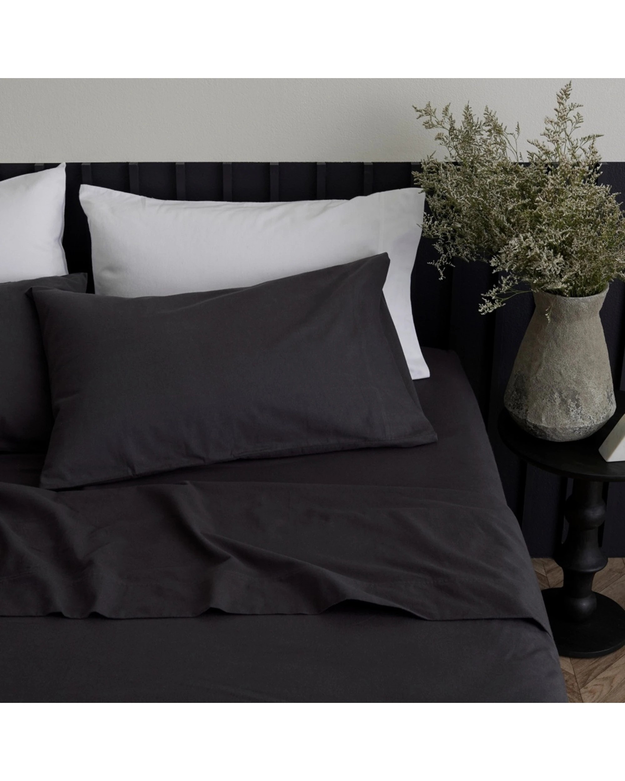 2 Bedding co Flannelette Sheet Set 100% Organic Cotton - Single Bed - Charcoal, 2 of 4