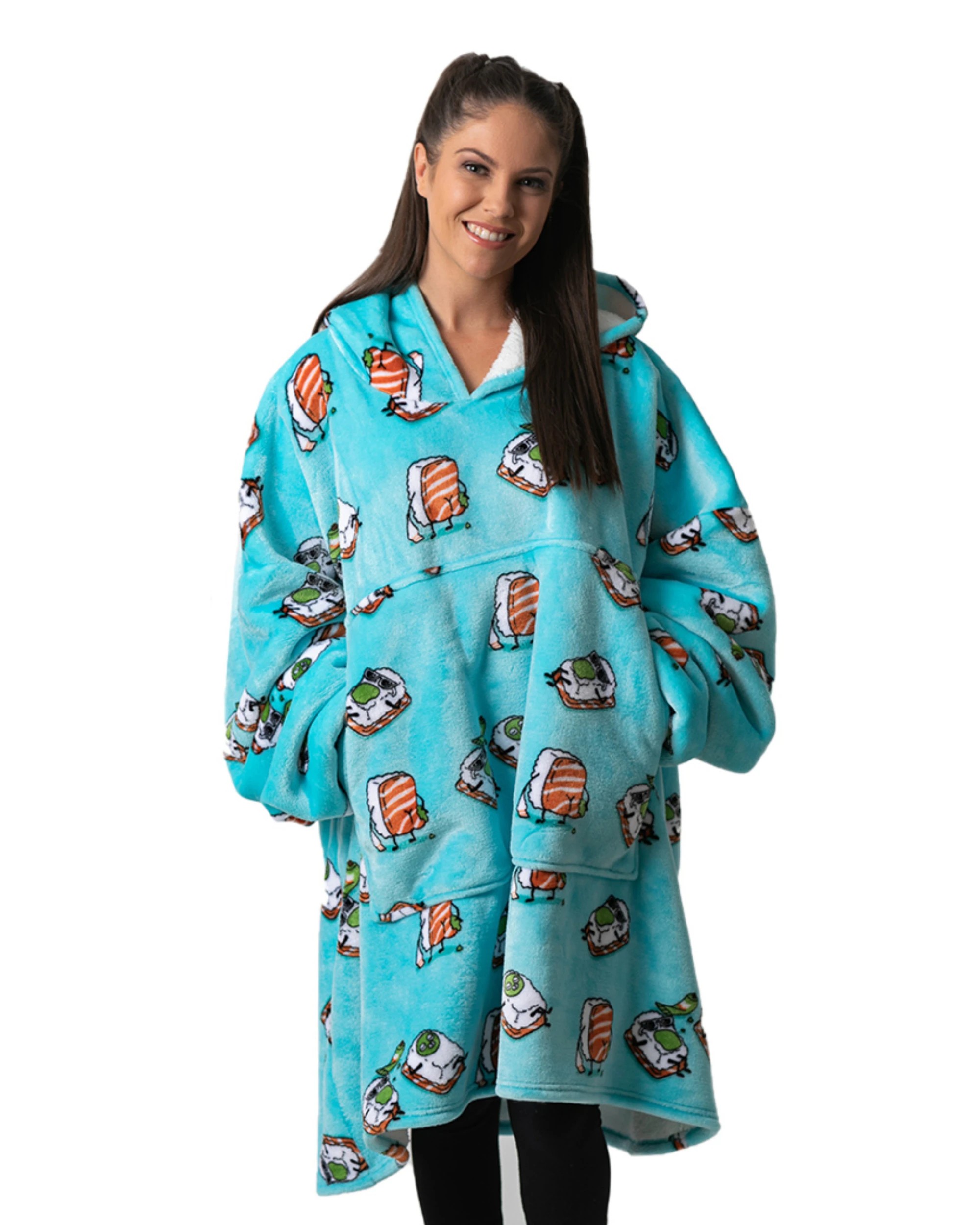 1 UGGO WEAR Giant Hoodie Wassupb Adult - ONE SIZE - Teal, 1 of 7