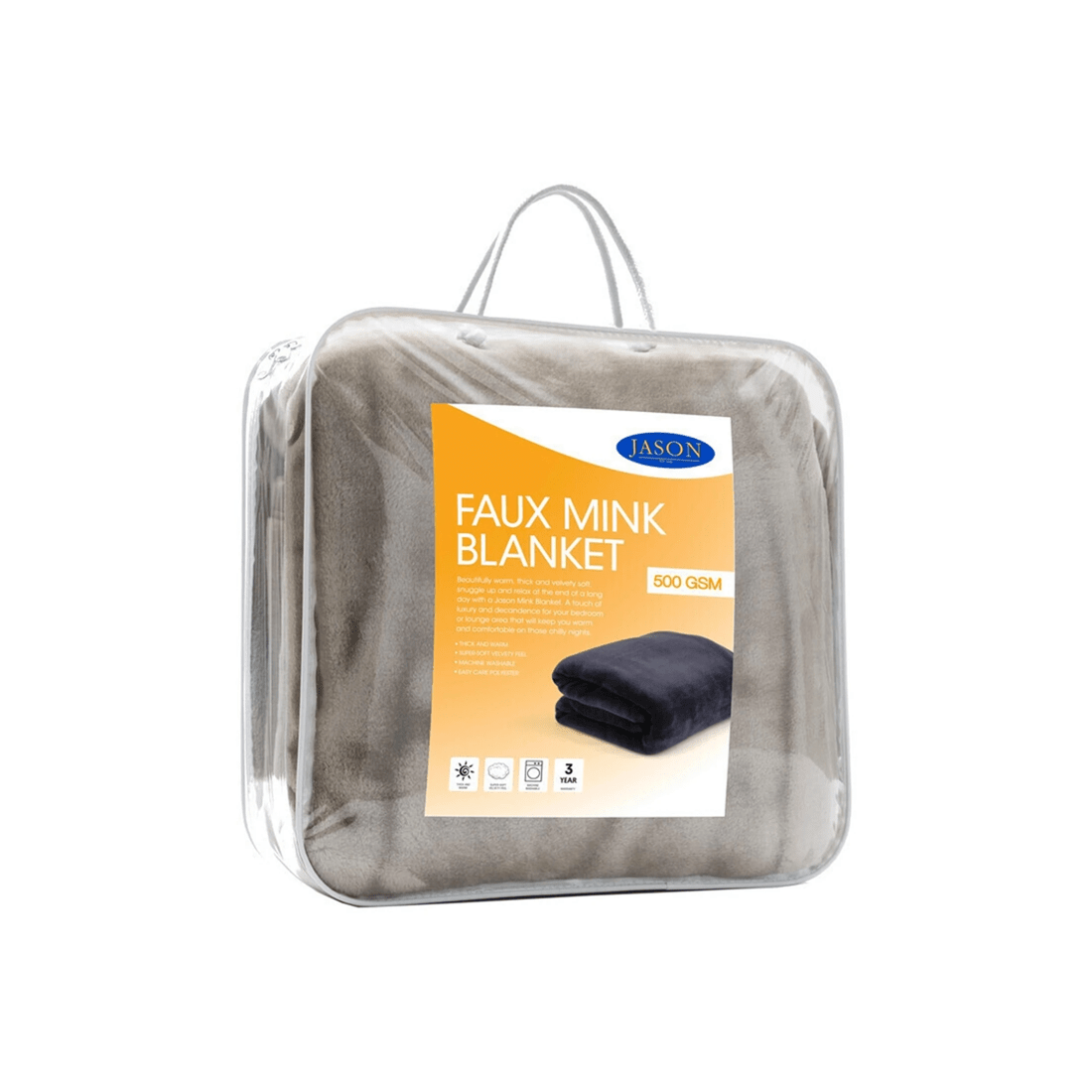 2 Jason 210x220cm Queen Bed Faux Mink Blanket Velvety Soft Plush 500gsm Linen
 - Natural, 2 of 3