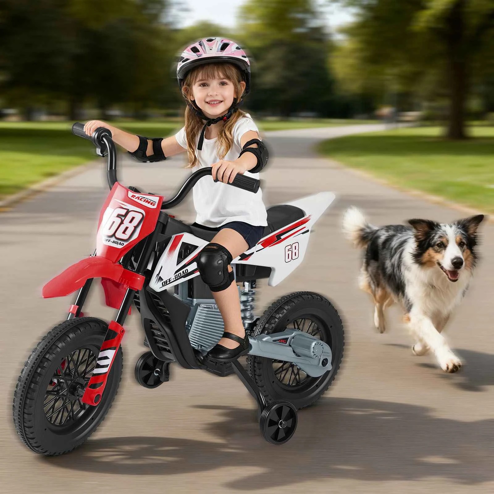 2 Costway 12V Motorcycle Electric Ride on Motorbike Battery Powered Car Toy - Red, 2 of 2