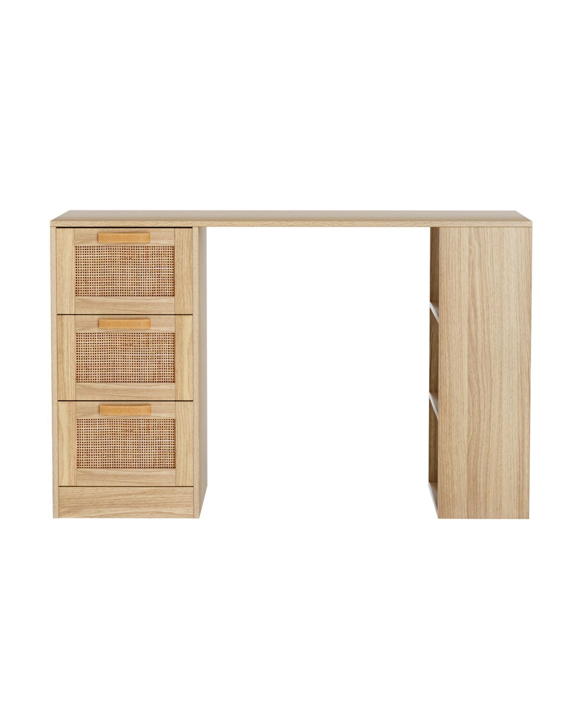 2 Artiss Computer Desk Drawer Shelf Cabinet Oak 120CM - Natural, 2 of 7