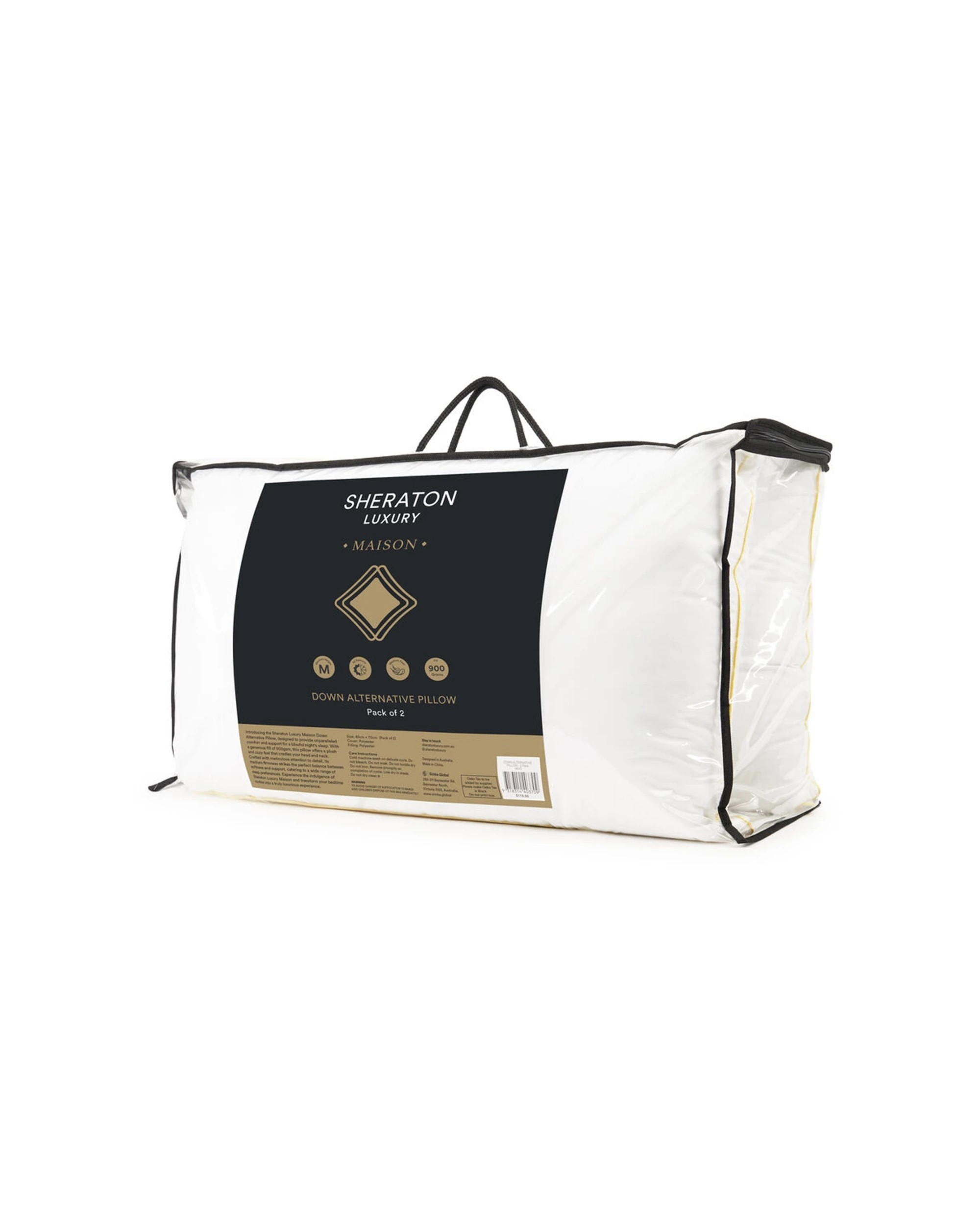 3 Sheraton Luxury 2 Pack Down Alternative Microfibre Pillow 900 Gram Fill 45x70cm
 - White, 3 of 4