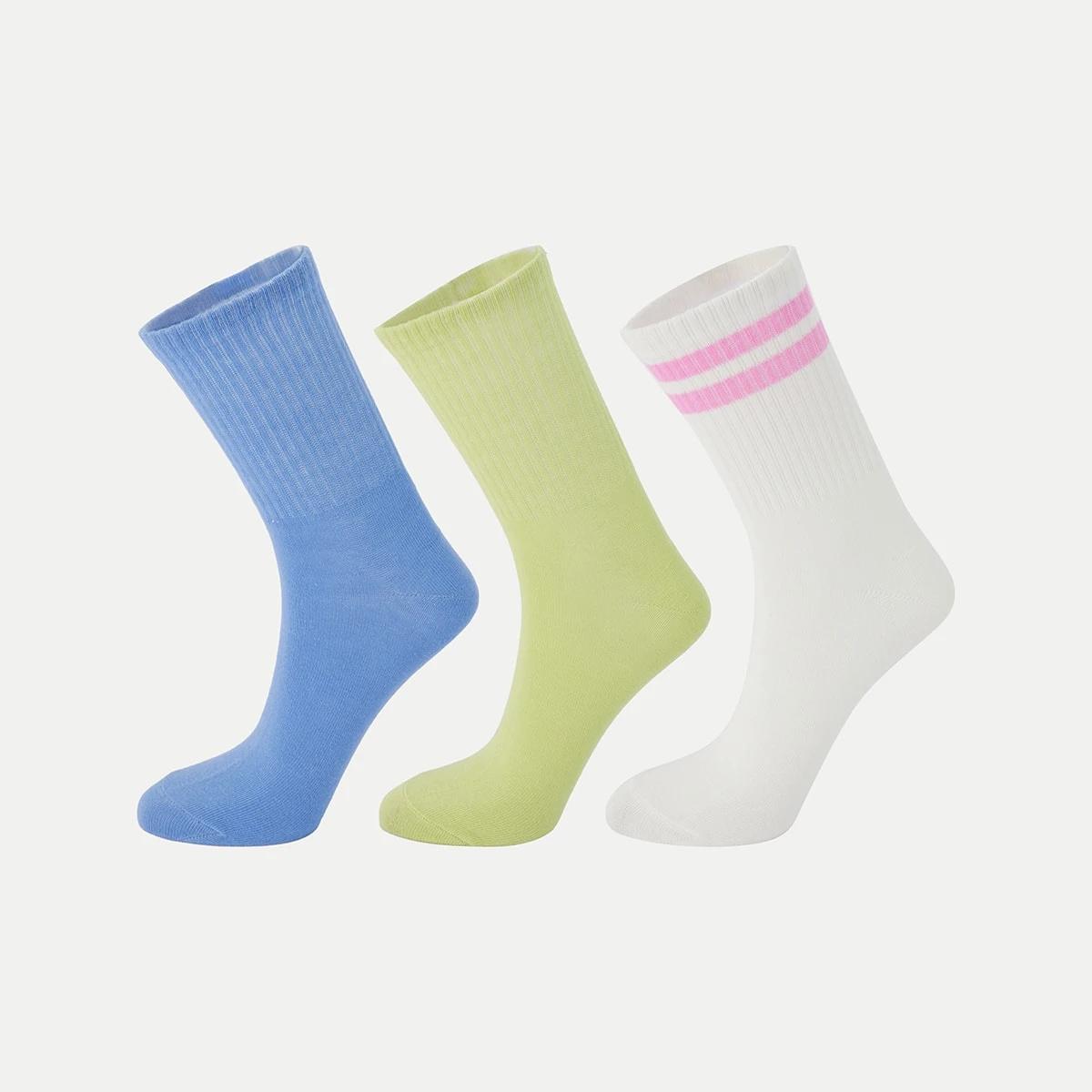 1 3 Pack Rib Quarter Crew Socks Shado Lime, 1 of 3