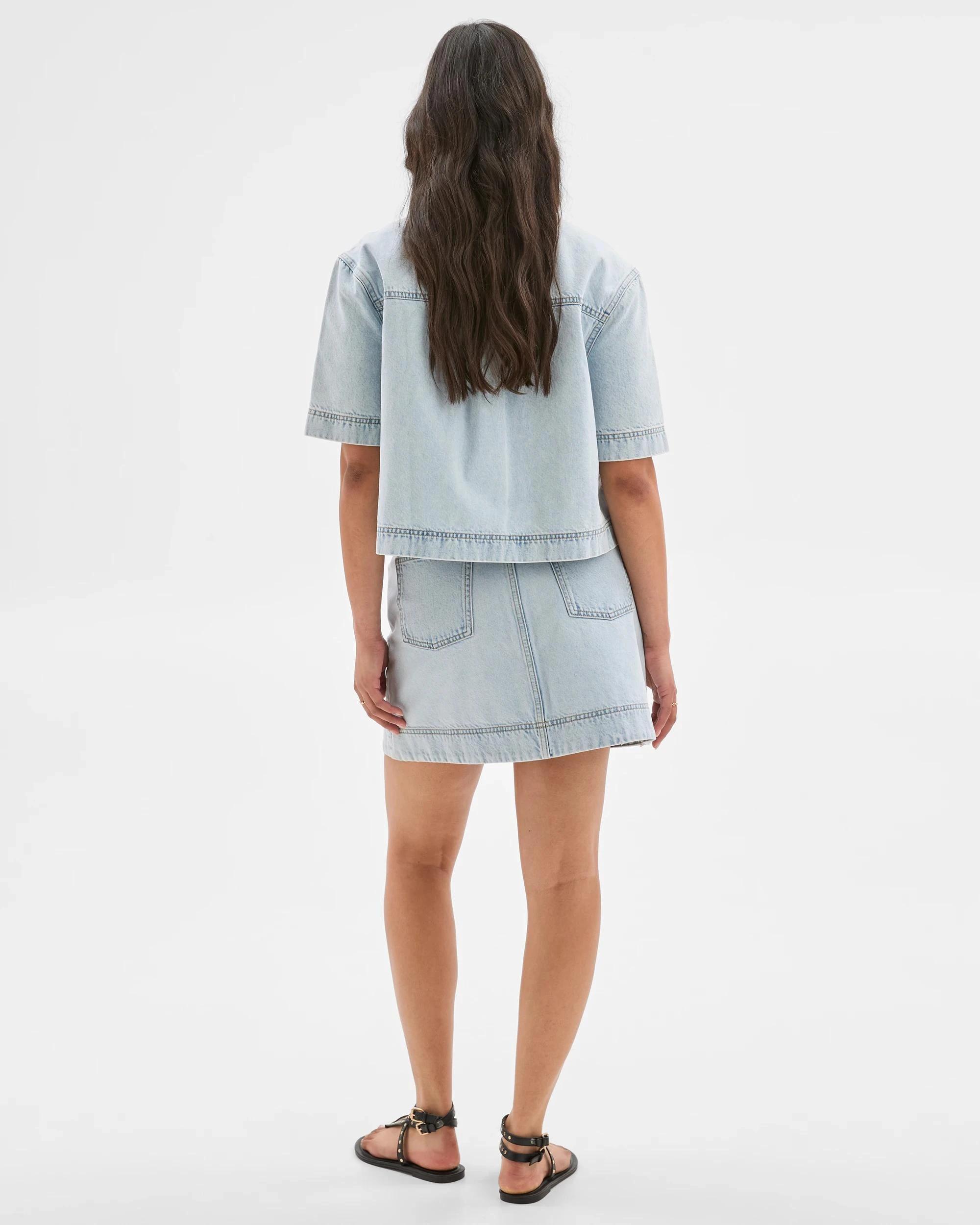 4 Target Slant Pocket Denim Mini Skirt SUNBLEACHED INDIGO, 4 of 5