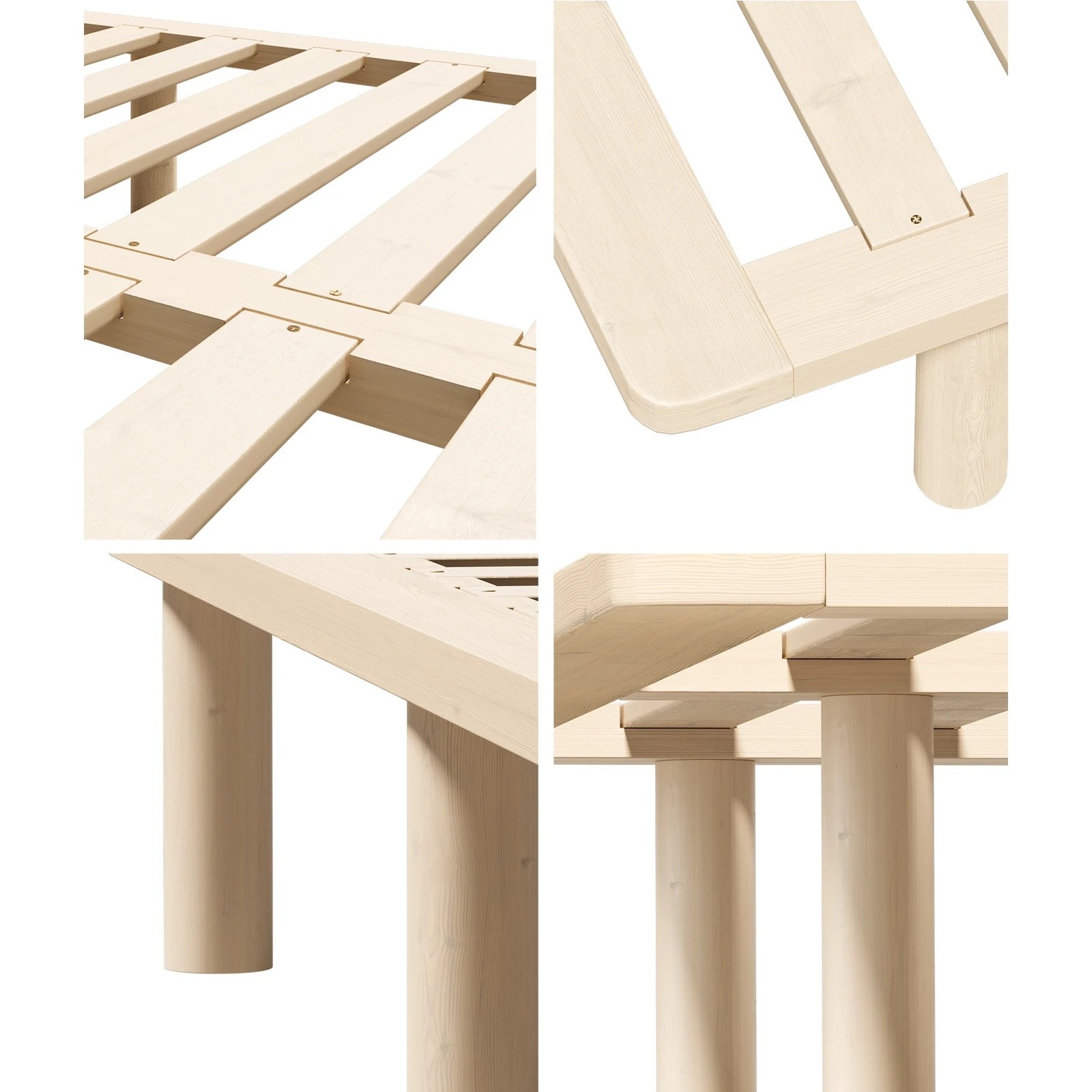 4 Oikiture Bed Frame Queen Size Wooden Bed Base Platform Timber
 - Natural, 4 of 10